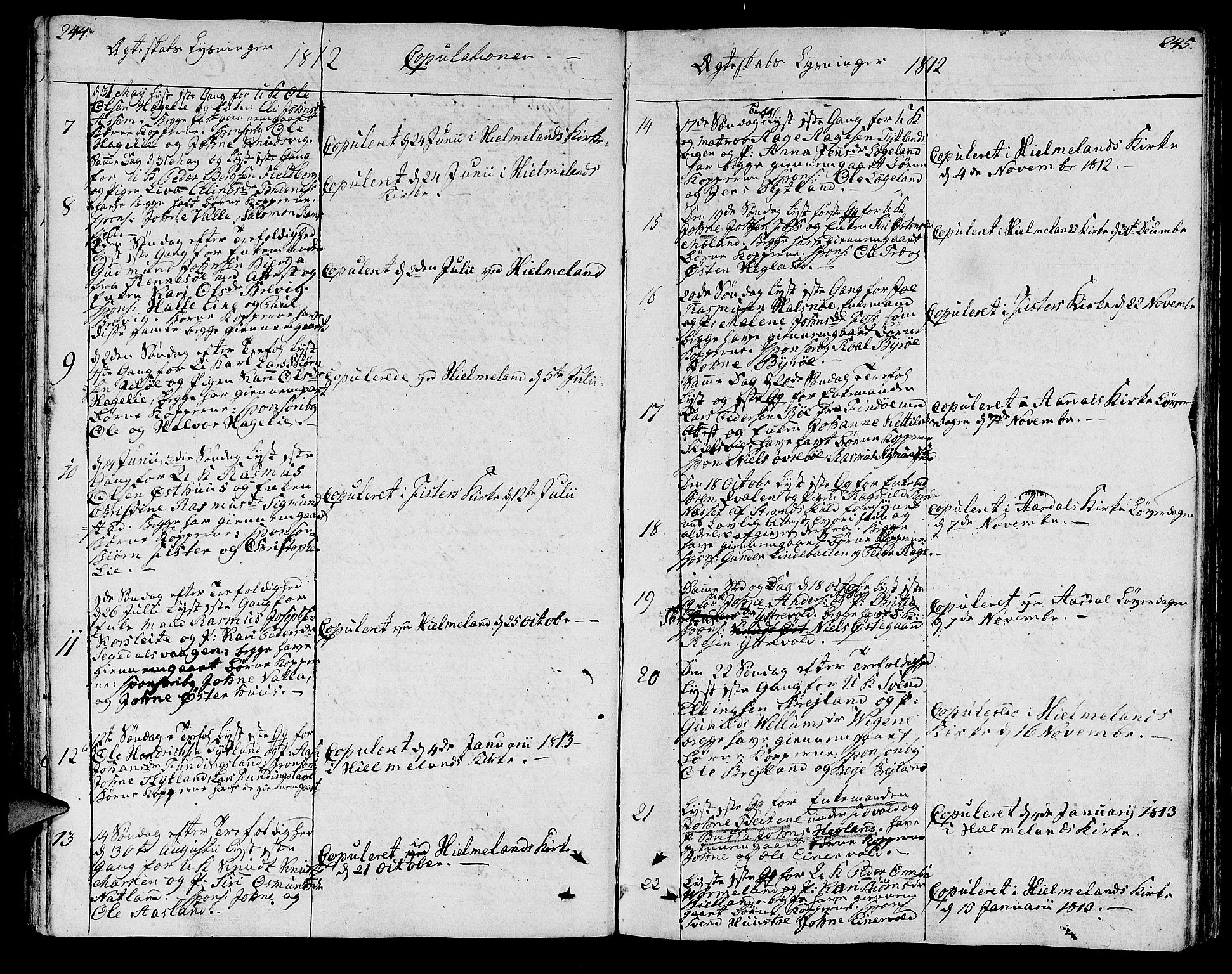 Hjelmeland sokneprestkontor, AV/SAST-A-101843/01/IV/L0002: Parish register (official) no. A 2, 1799-1816, p. 244-245