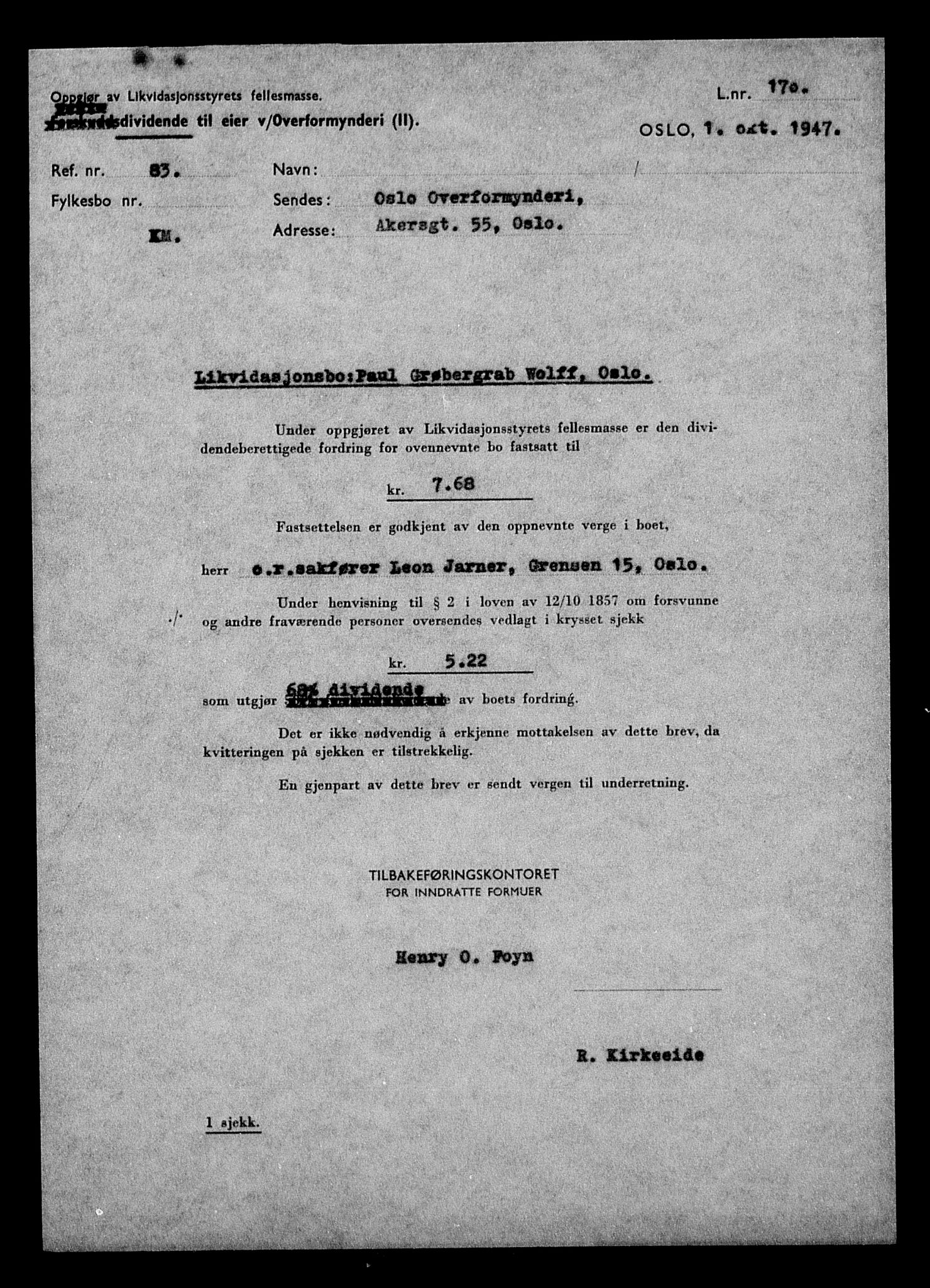 Justisdepartementet, Tilbakeføringskontoret for inndratte formuer, AV/RA-S-1564/H/Hc/Hcc/L0986: --, 1945-1947, p. 610
