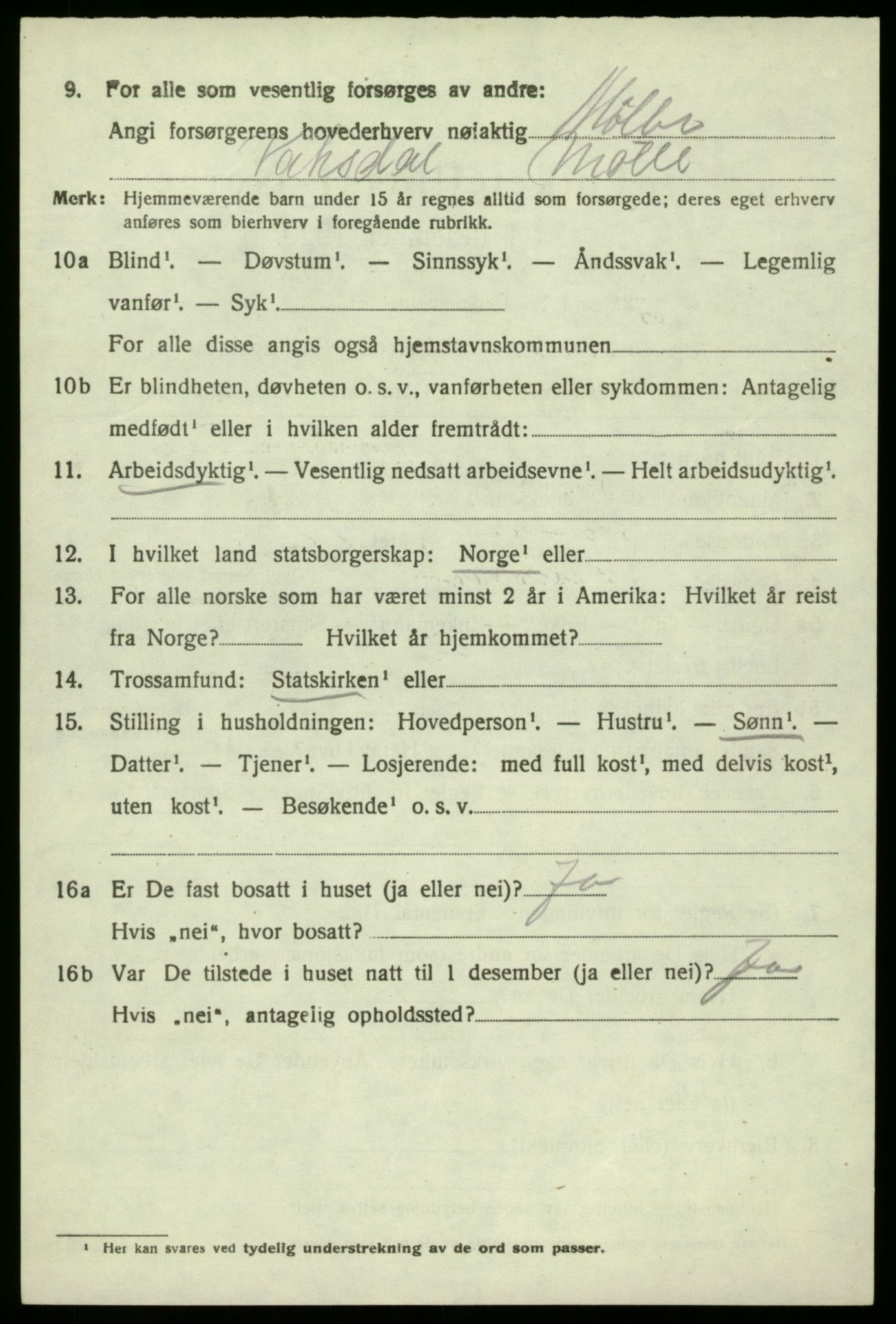 SAB, 1920 census for Bruvik, 1920, p. 3671