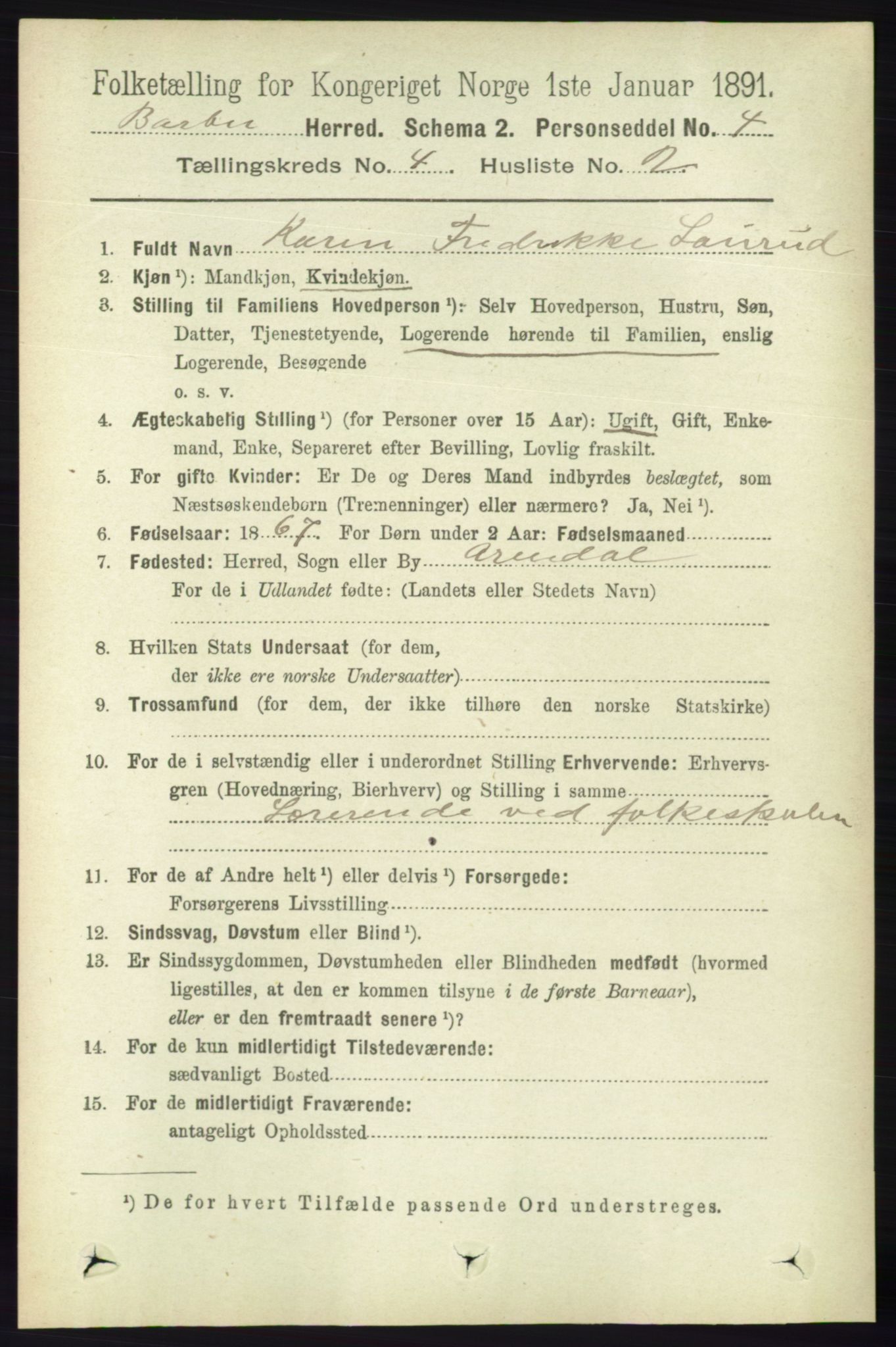 RA, 1891 census for 0990 Barbu, 1891, p. 2458