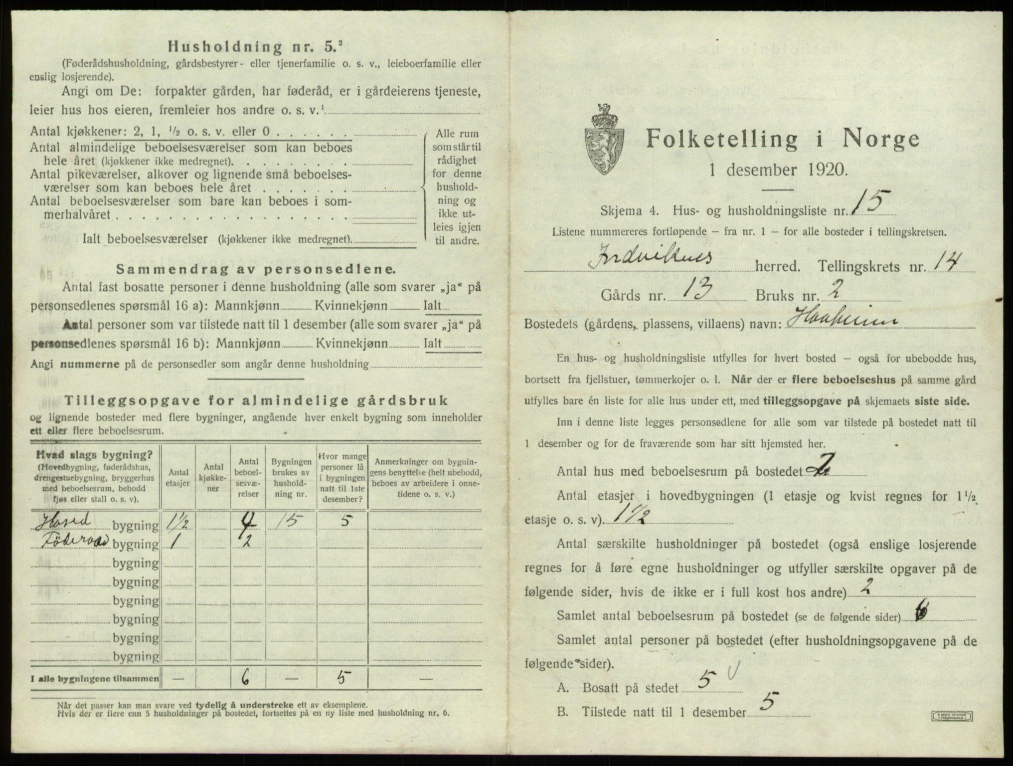 SAB, 1920 census for Innvik, 1920, p. 890