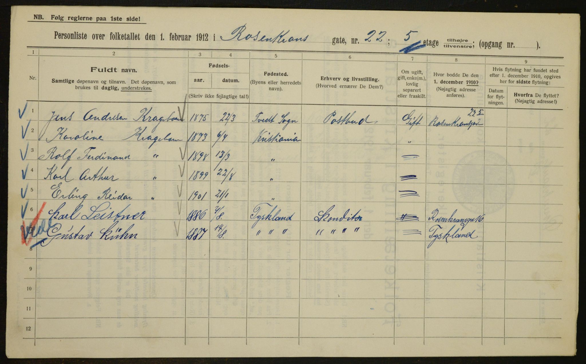 OBA, Municipal Census 1912 for Kristiania, 1912, p. 84194