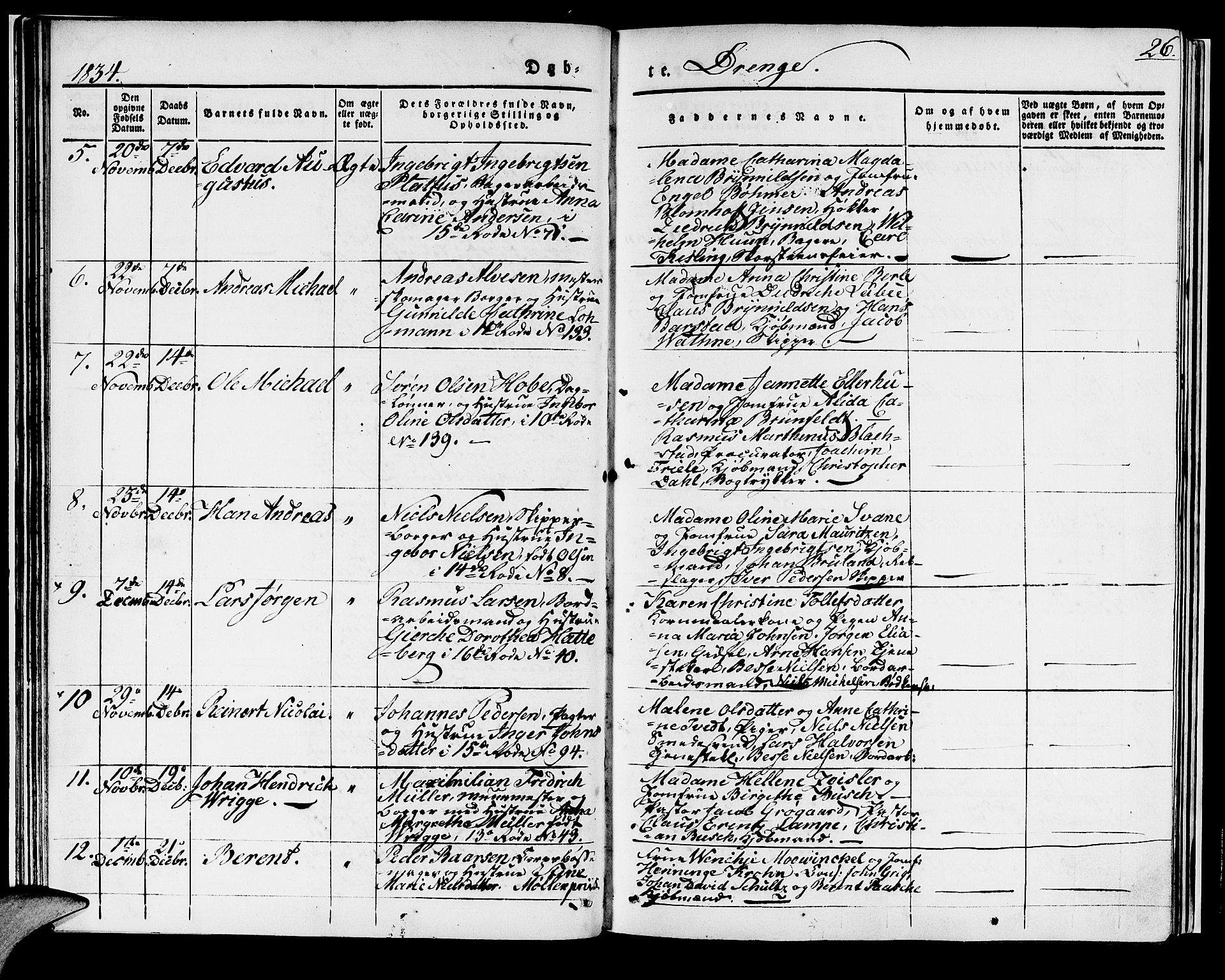 Domkirken sokneprestembete, AV/SAB-A-74801/H/Haa/L0014: Parish register (official) no. A 13, 1830-1837, p. 26