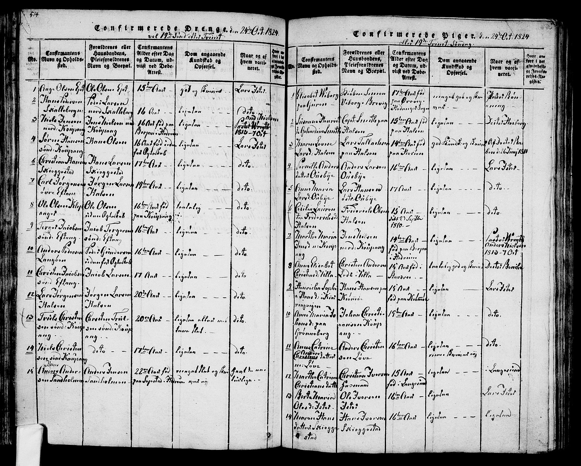 Tjølling kirkebøker, SAKO/A-60/F/Fa/L0005: Parish register (official) no. 5, 1814-1836, p. 514-515