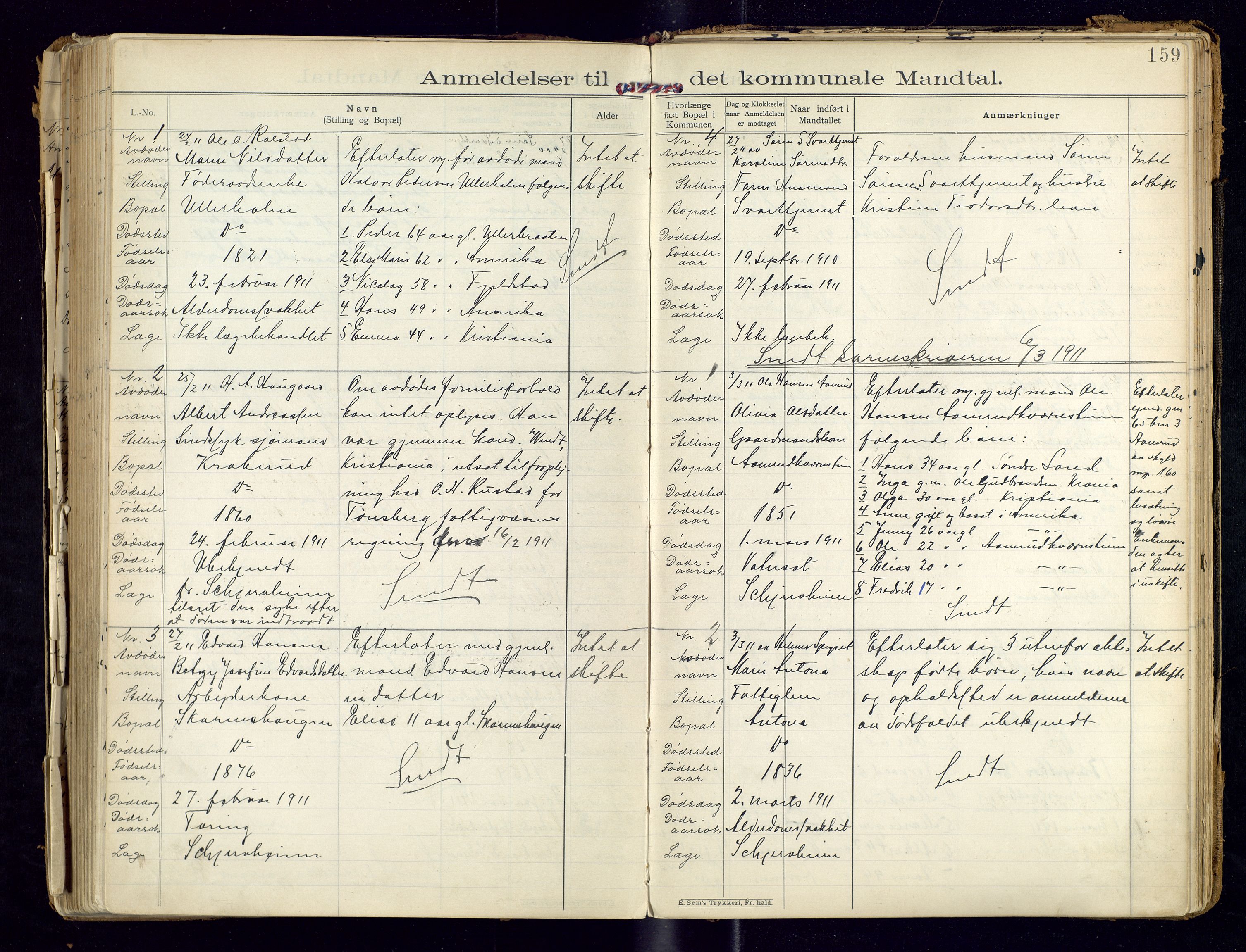 Sør-Odal lensmannskontor, AV/SAH-LHS-022/H/Hb/L0001/0002: Protokoller over anmeldte dødsfall / Protokoll over anmeldte dødsfall, 1901-1913, p. 159