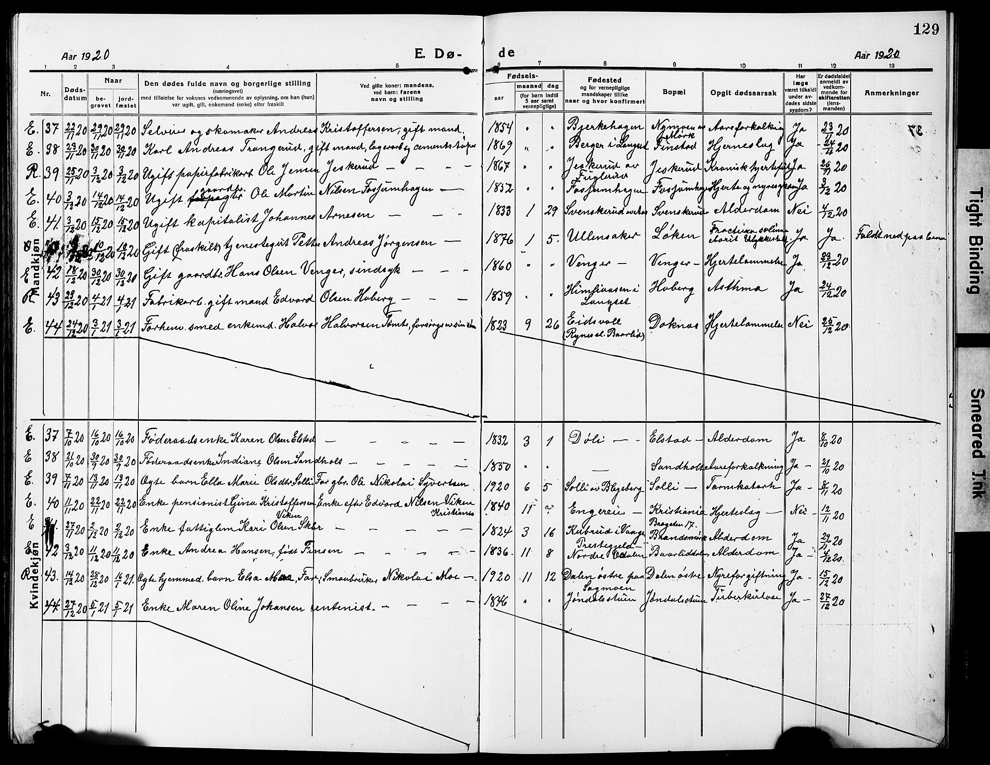 Eidsvoll prestekontor Kirkebøker, AV/SAO-A-10888/G/Ga/L0009: Parish register (copy) no. I 9, 1914-1927, p. 129