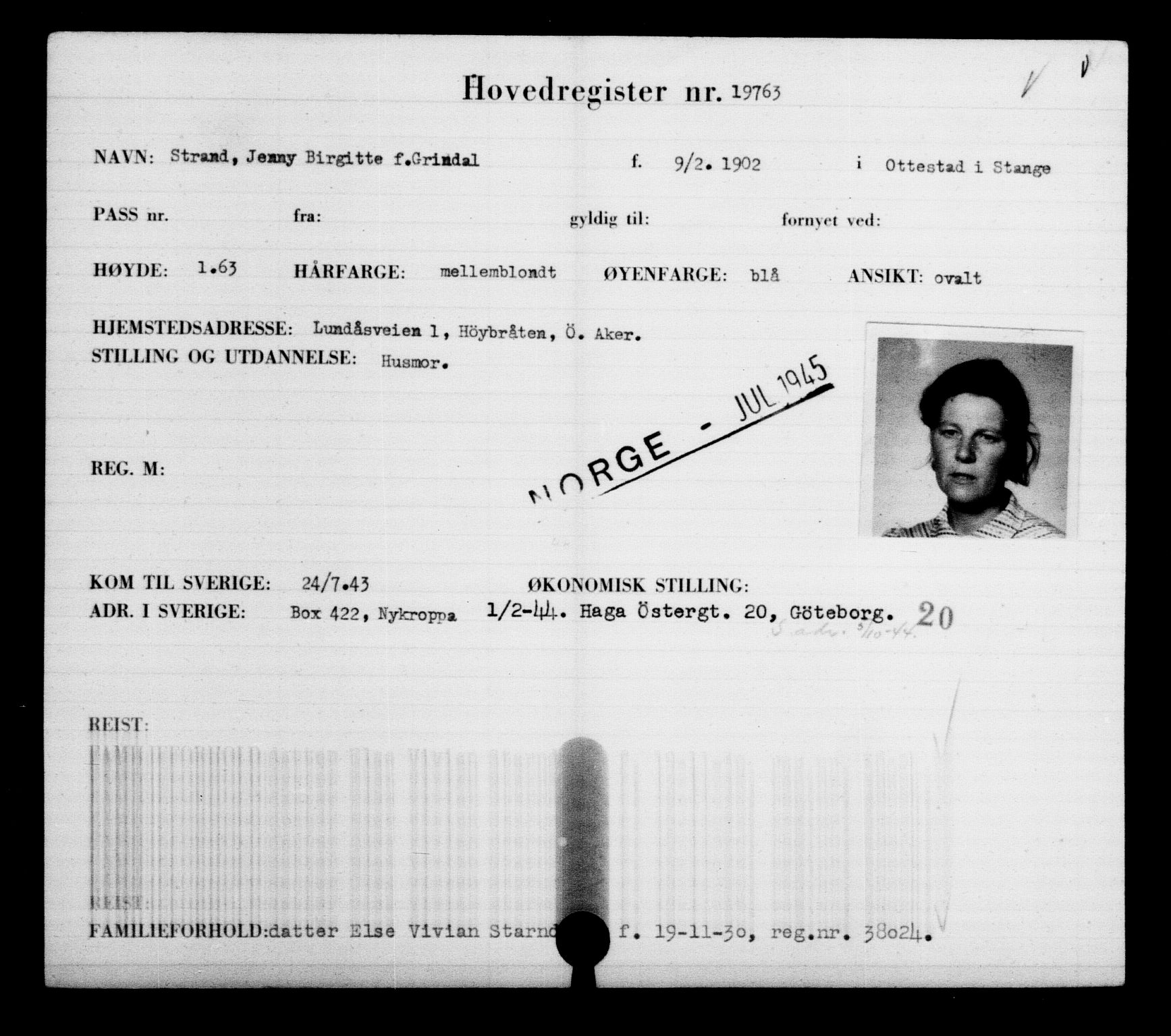 Utenriksstasjonene, Legasjonen i Stockholm, Flyktningkontoret, AV/RA-S-6753/V/Va/L0009: Kjesäterkartoteket, flyktninger med registreringsnr. 18502-22048, 1940-1945, p. 1418