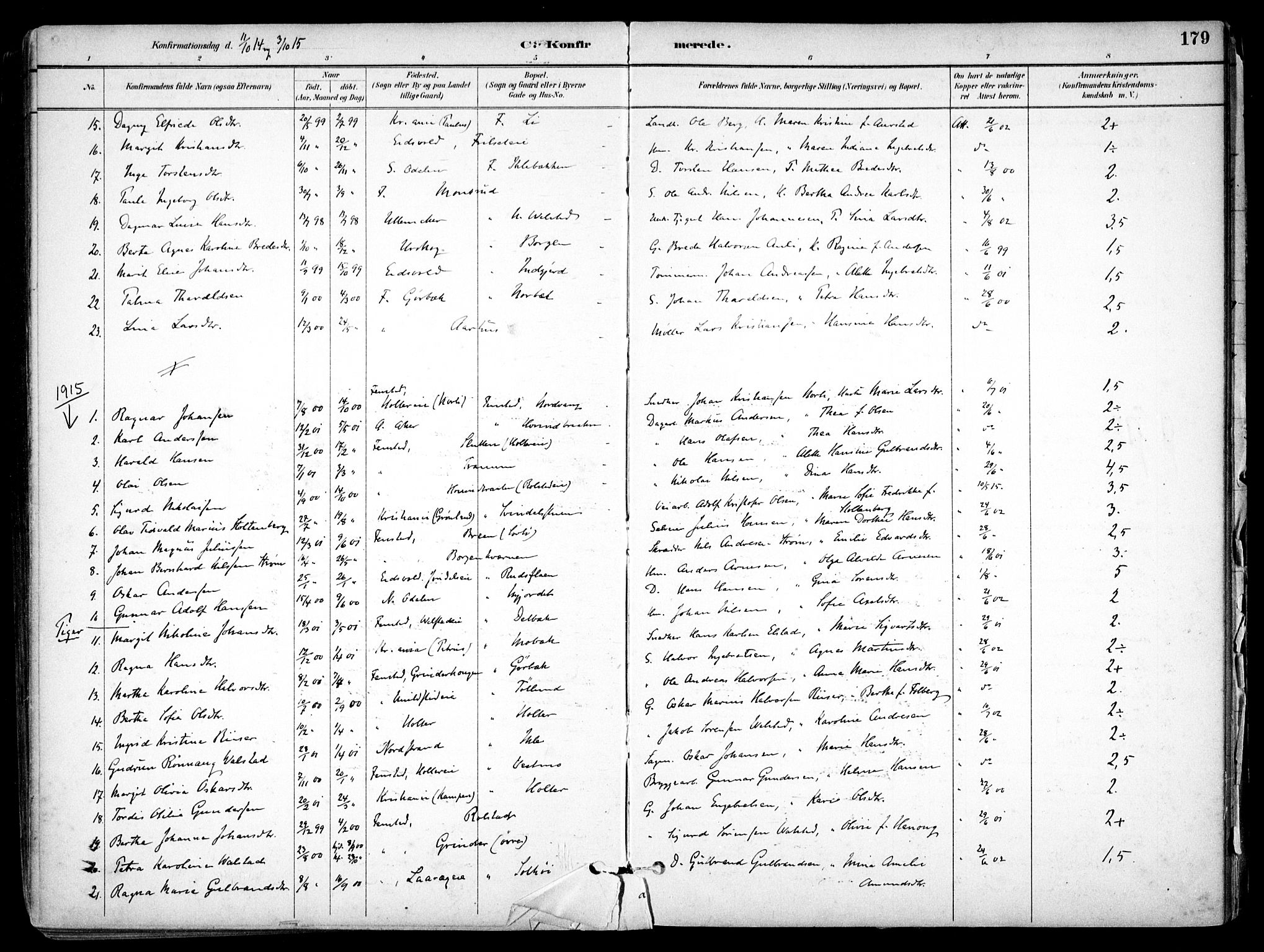 Nes prestekontor Kirkebøker, SAO/A-10410/F/Fb/L0002: Parish register (official) no. II 2, 1883-1918, p. 179