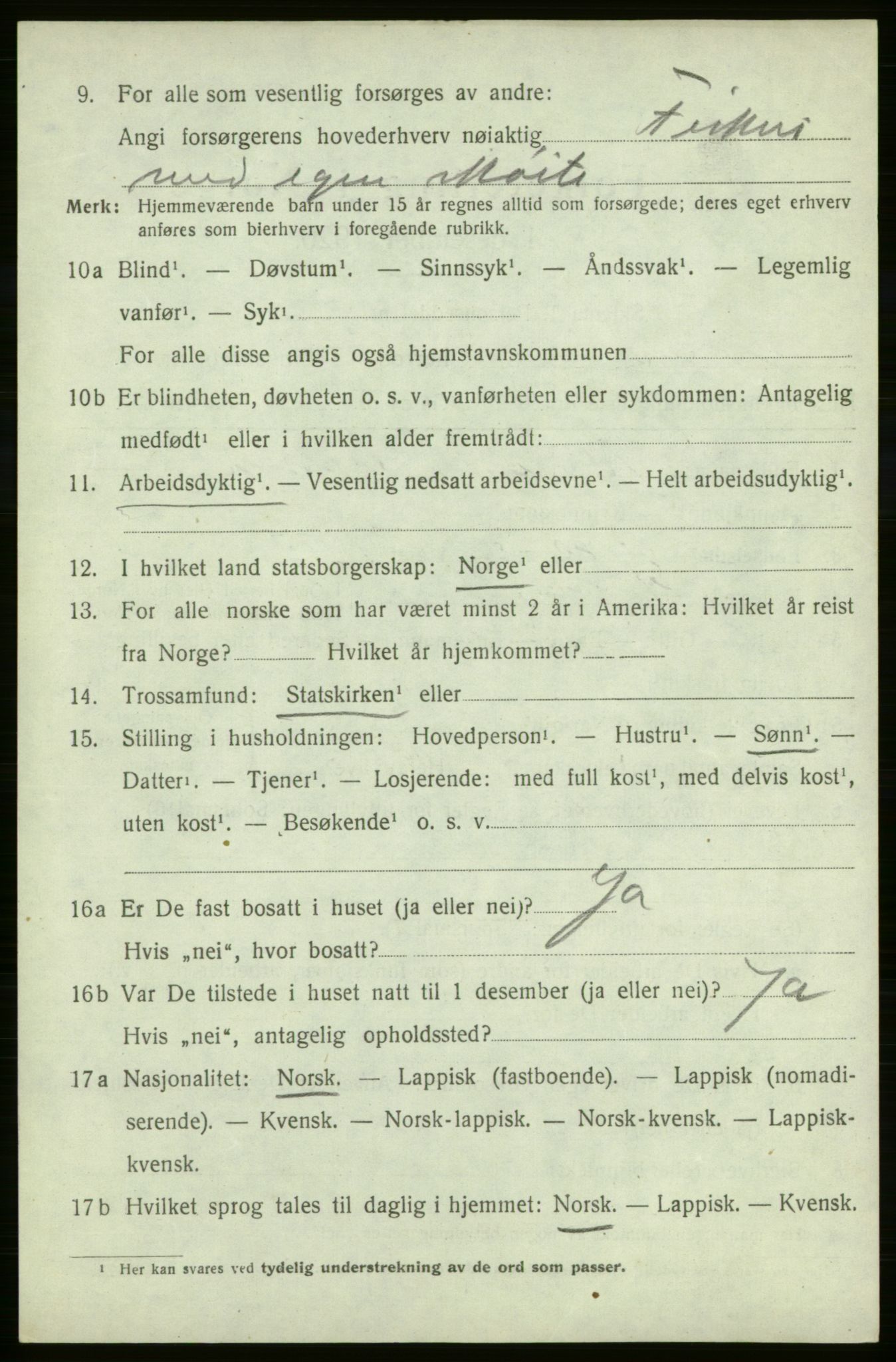 SATØ, 1920 census for Kjelvik, 1920, p. 2370