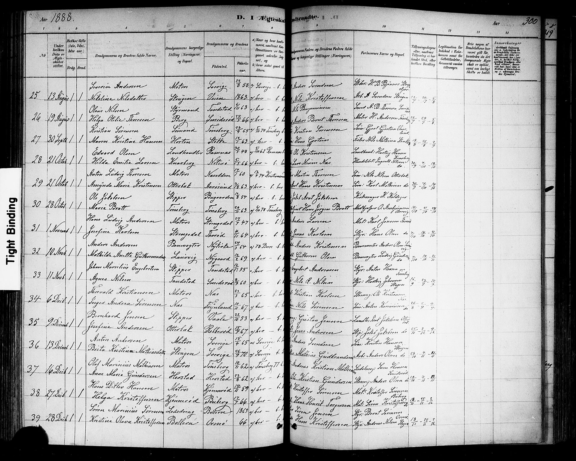 Nøtterøy kirkebøker, AV/SAKO-A-354/F/Fa/L0008: Parish register (official) no. I 8, 1878-1893, p. 300