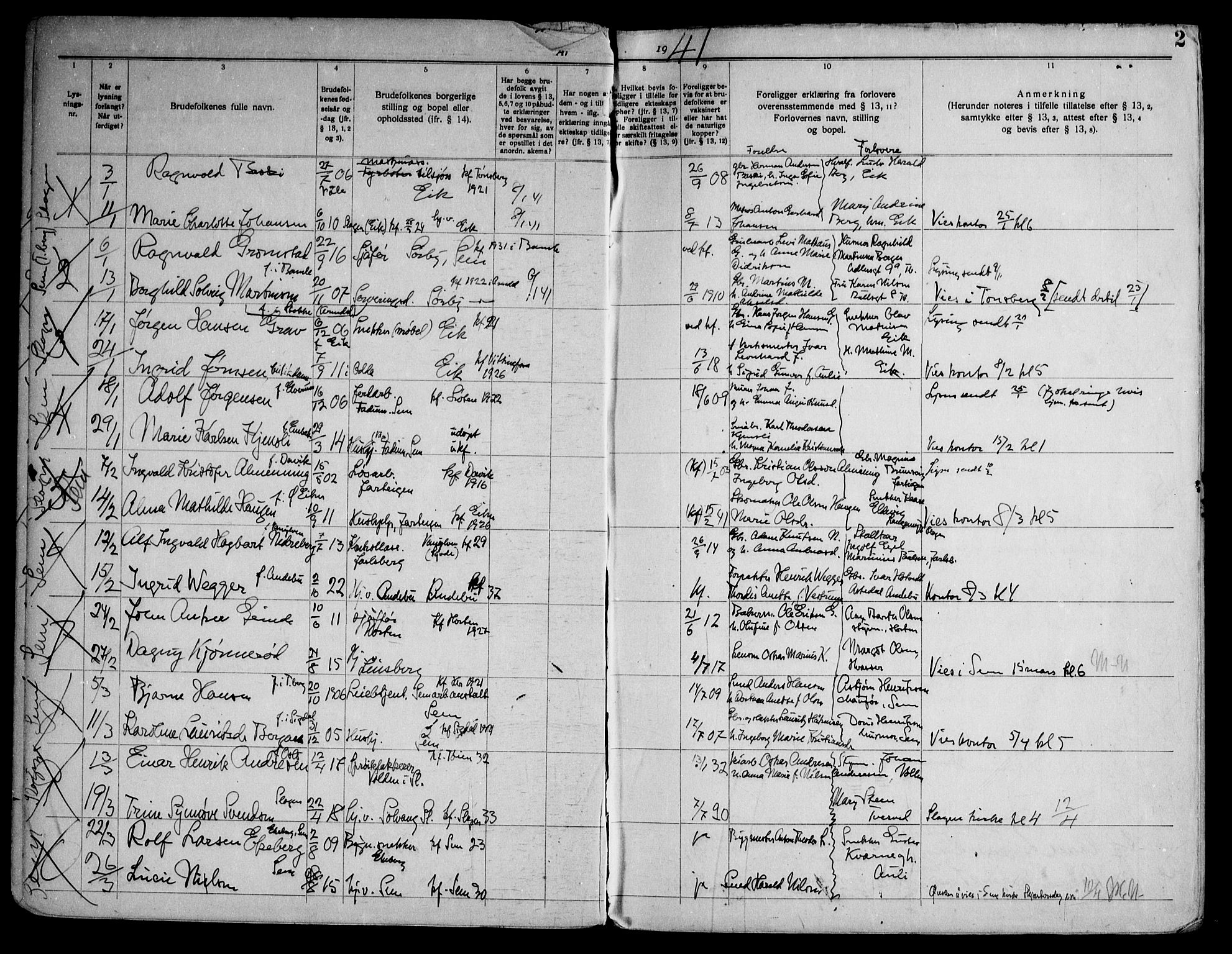 Sem kirkebøker, AV/SAKO-A-5/H/Ha/L0004: Banns register no. 4, 1940-1962, p. 2