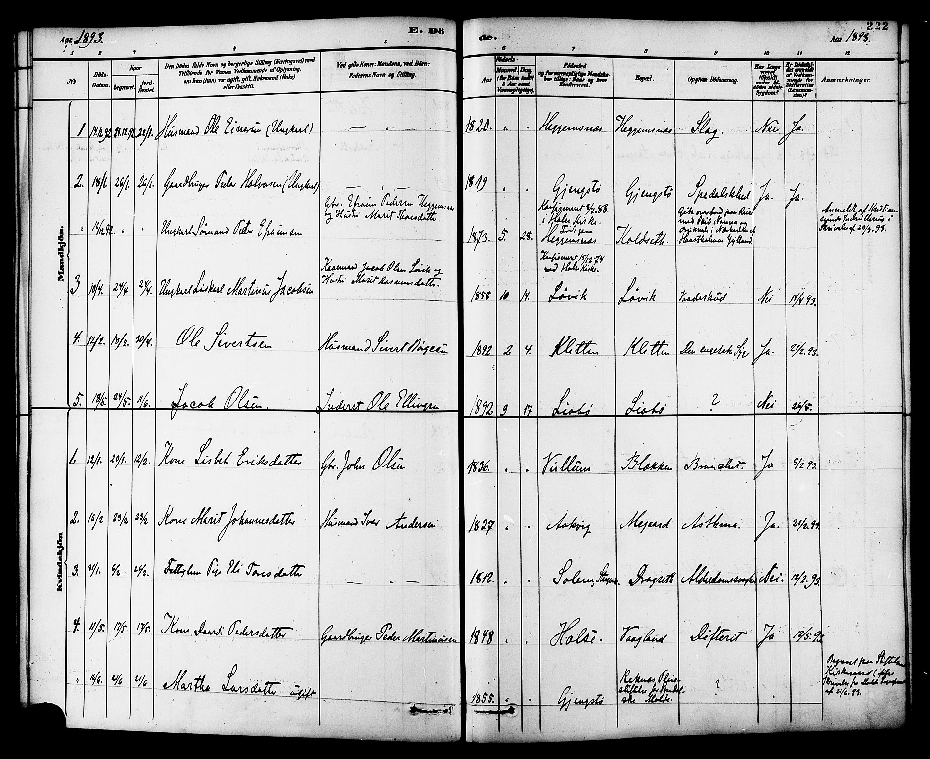 Ministerialprotokoller, klokkerbøker og fødselsregistre - Møre og Romsdal, AV/SAT-A-1454/576/L0885: Parish register (official) no. 576A03, 1880-1898, p. 222