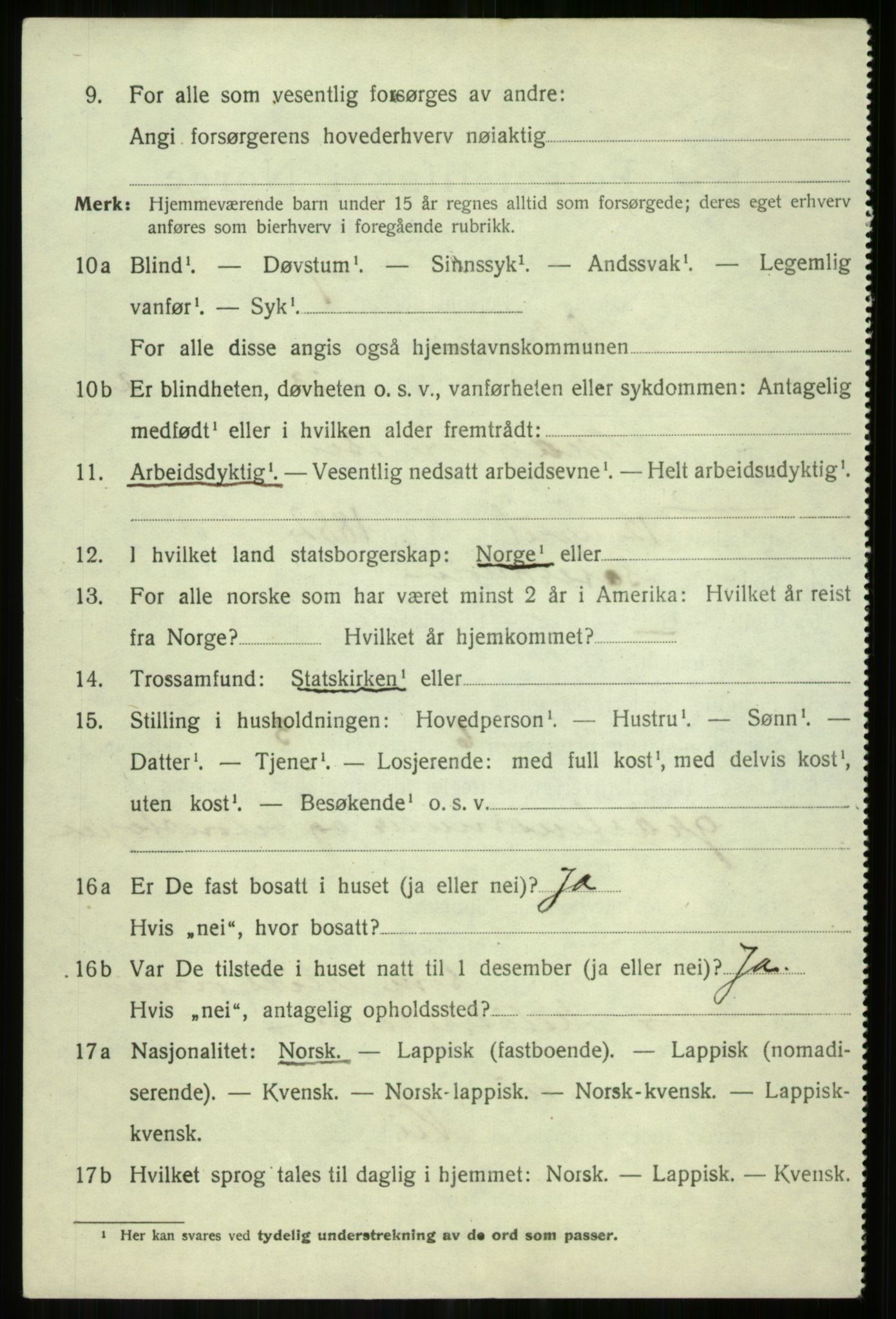 SATØ, 1920 census for Salangen, 1920, p. 4597