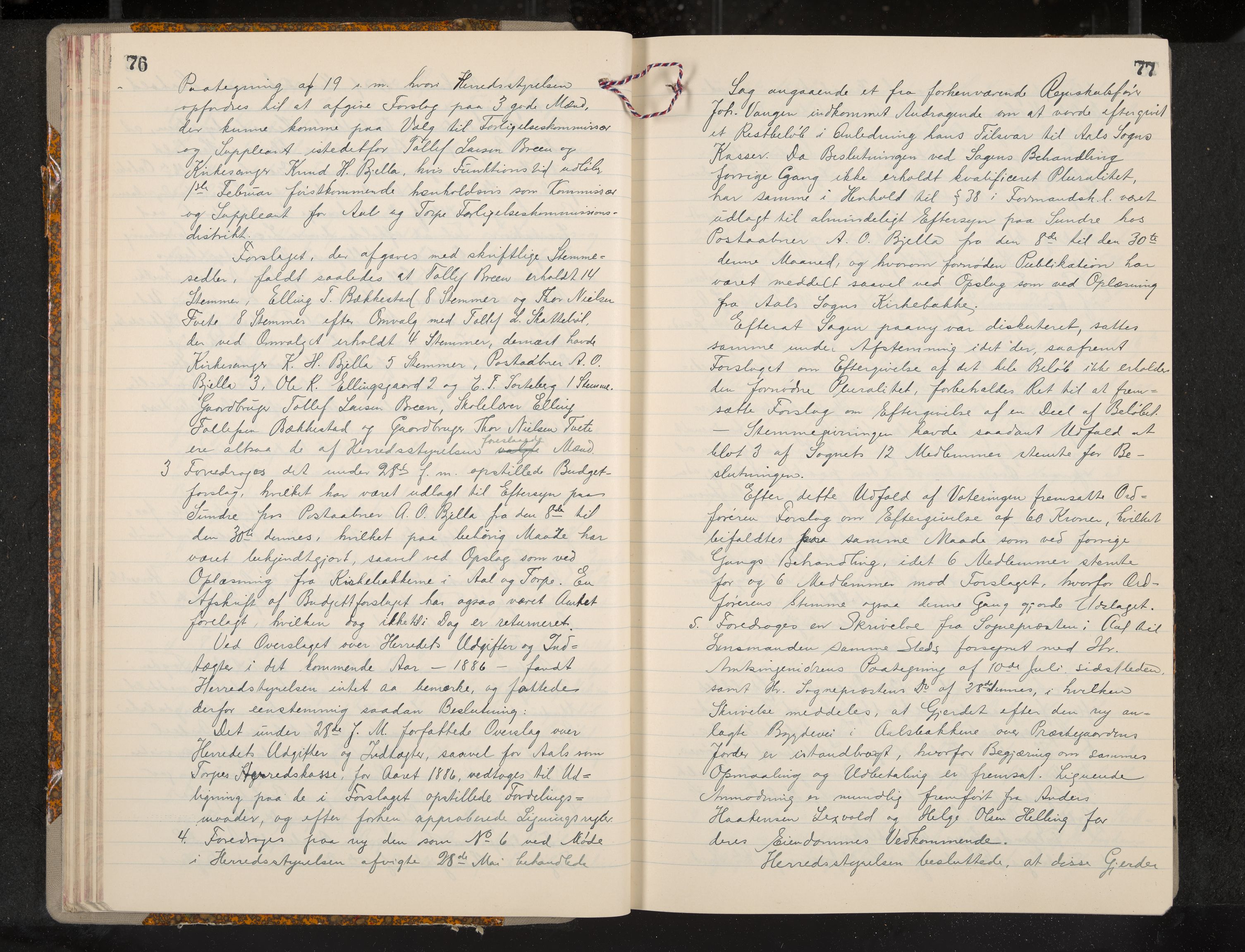 Ål formannskap og sentraladministrasjon, IKAK/0619021/A/Aa/L0004: Utskrift av møtebok, 1881-1901, p. 76-77