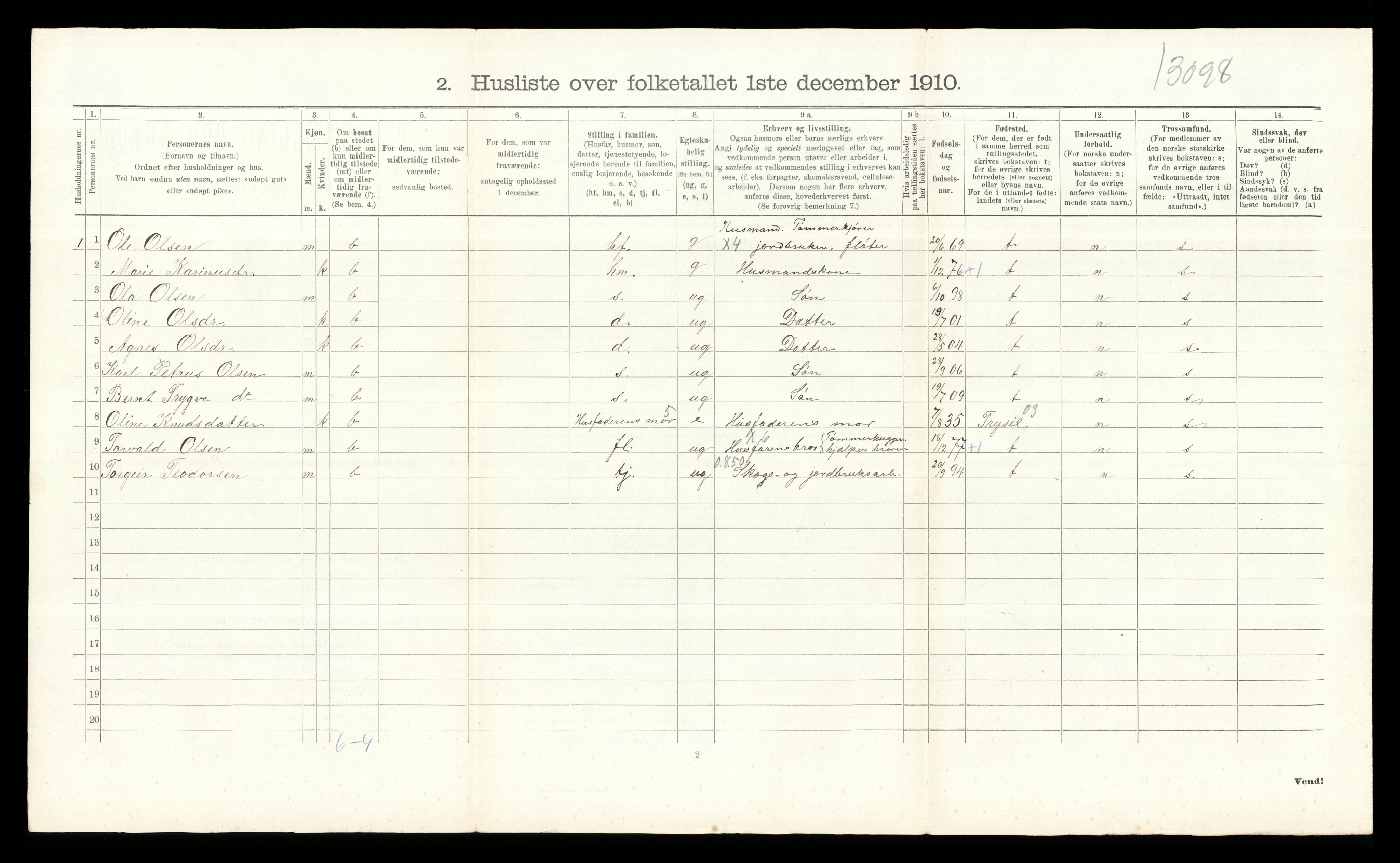 RA, 1910 census for Åmot, 1910, p. 1232