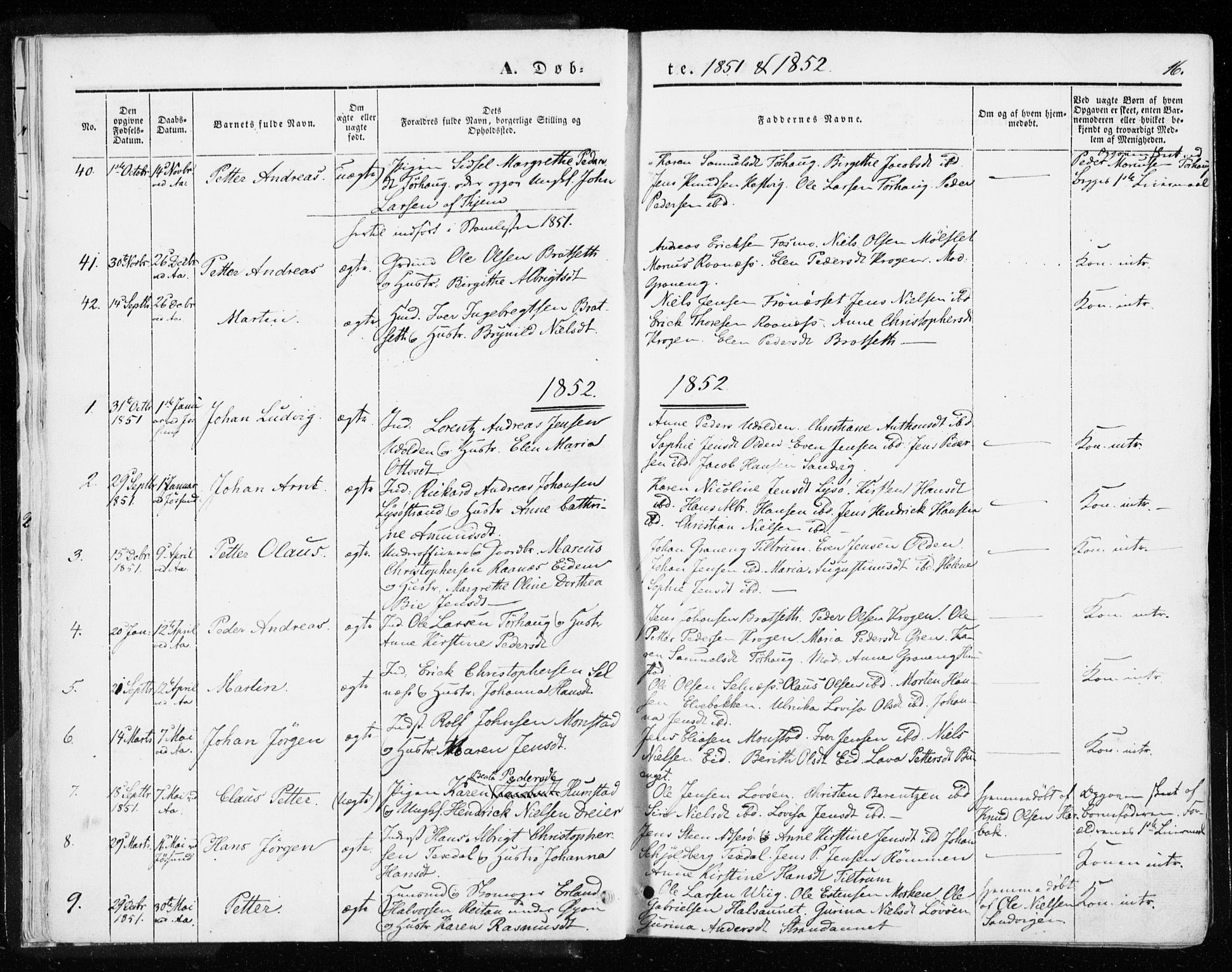 Ministerialprotokoller, klokkerbøker og fødselsregistre - Sør-Trøndelag, SAT/A-1456/655/L0677: Parish register (official) no. 655A06, 1847-1860, p. 16
