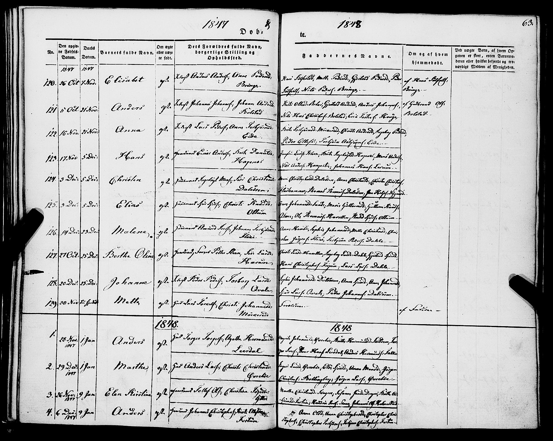 Luster sokneprestembete, AV/SAB-A-81101/H/Haa/Haaa/L0006: Parish register (official) no. A 6, 1840-1848, p. 63