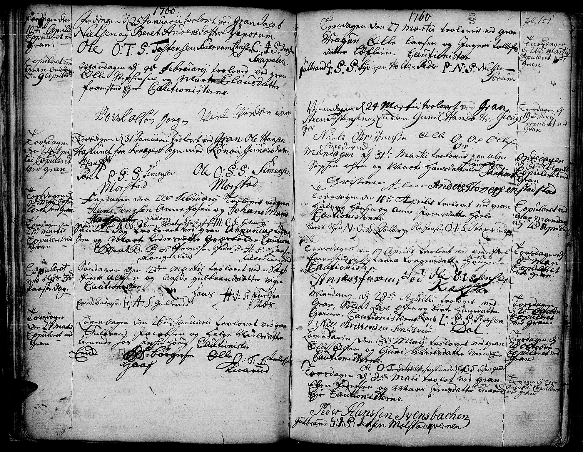 Gran prestekontor, SAH/PREST-112/H/Ha/Haa/L0004: Parish register (official) no. 4, 1759-1775, p. 161