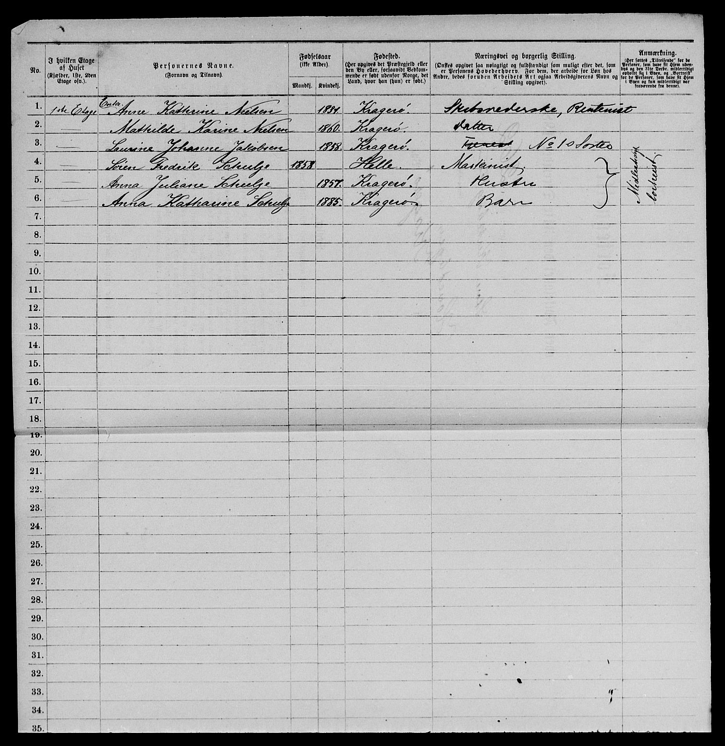 SAKO, 1885 census for 0801 Kragerø, 1885, p. 1534