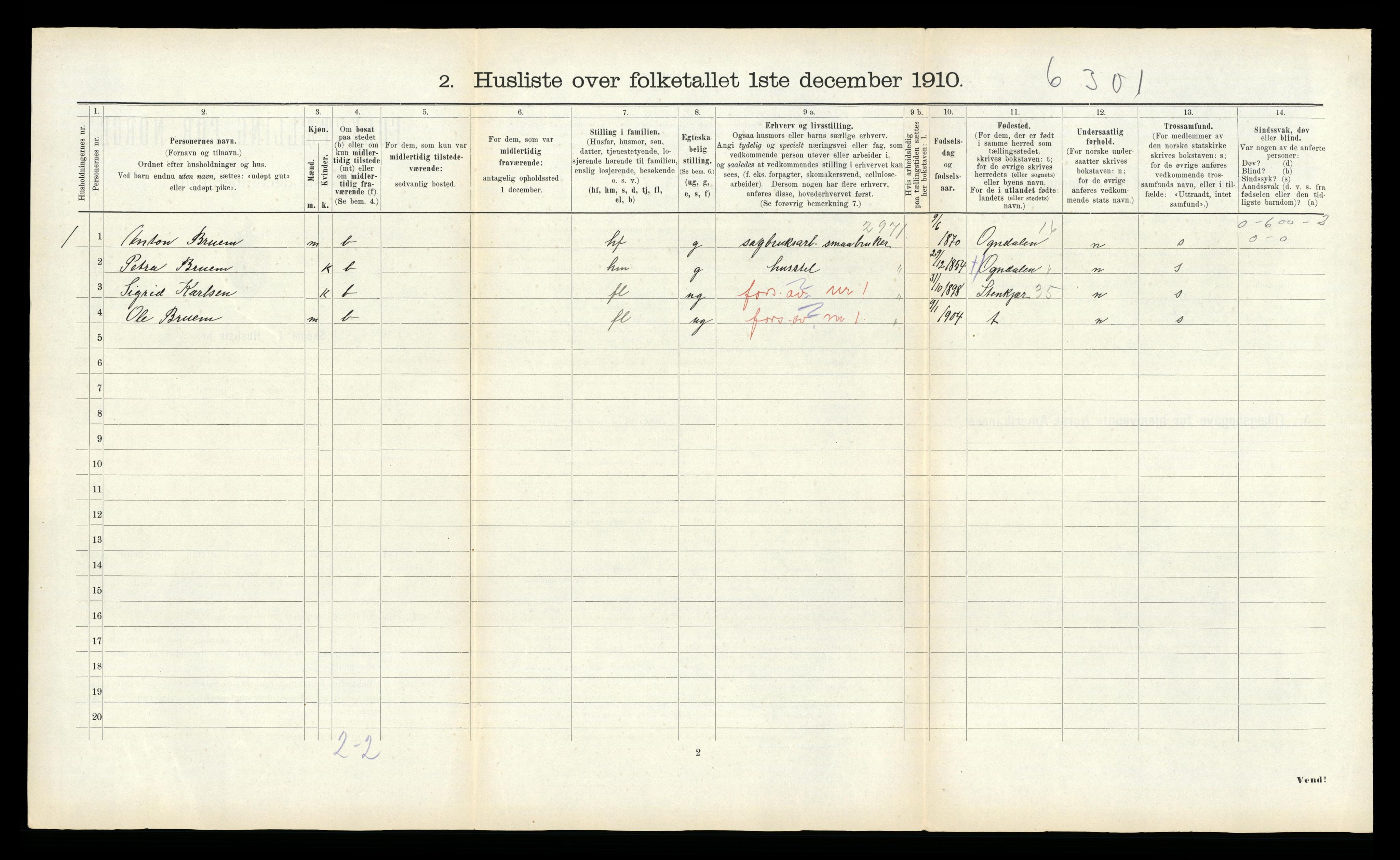 RA, 1910 census for Egge, 1910, p. 370