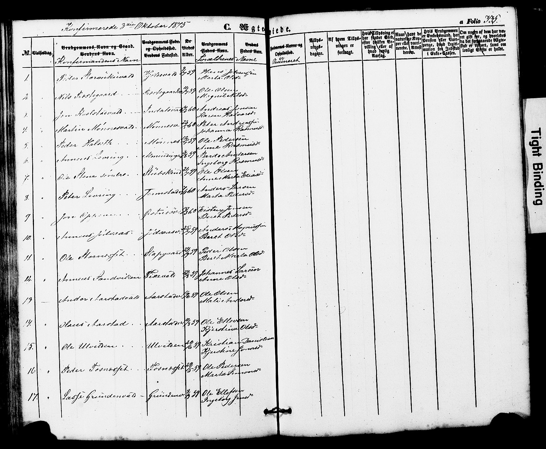 Ministerialprotokoller, klokkerbøker og fødselsregistre - Nord-Trøndelag, SAT/A-1458/724/L0268: Parish register (copy) no. 724C04, 1846-1878, p. 335