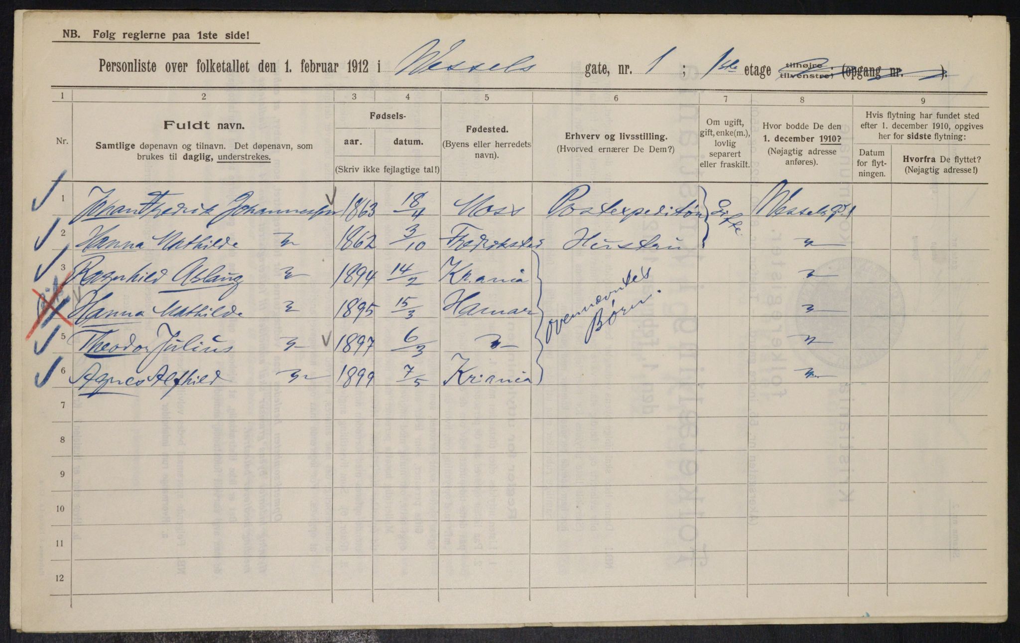 OBA, Municipal Census 1912 for Kristiania, 1912, p. 127879