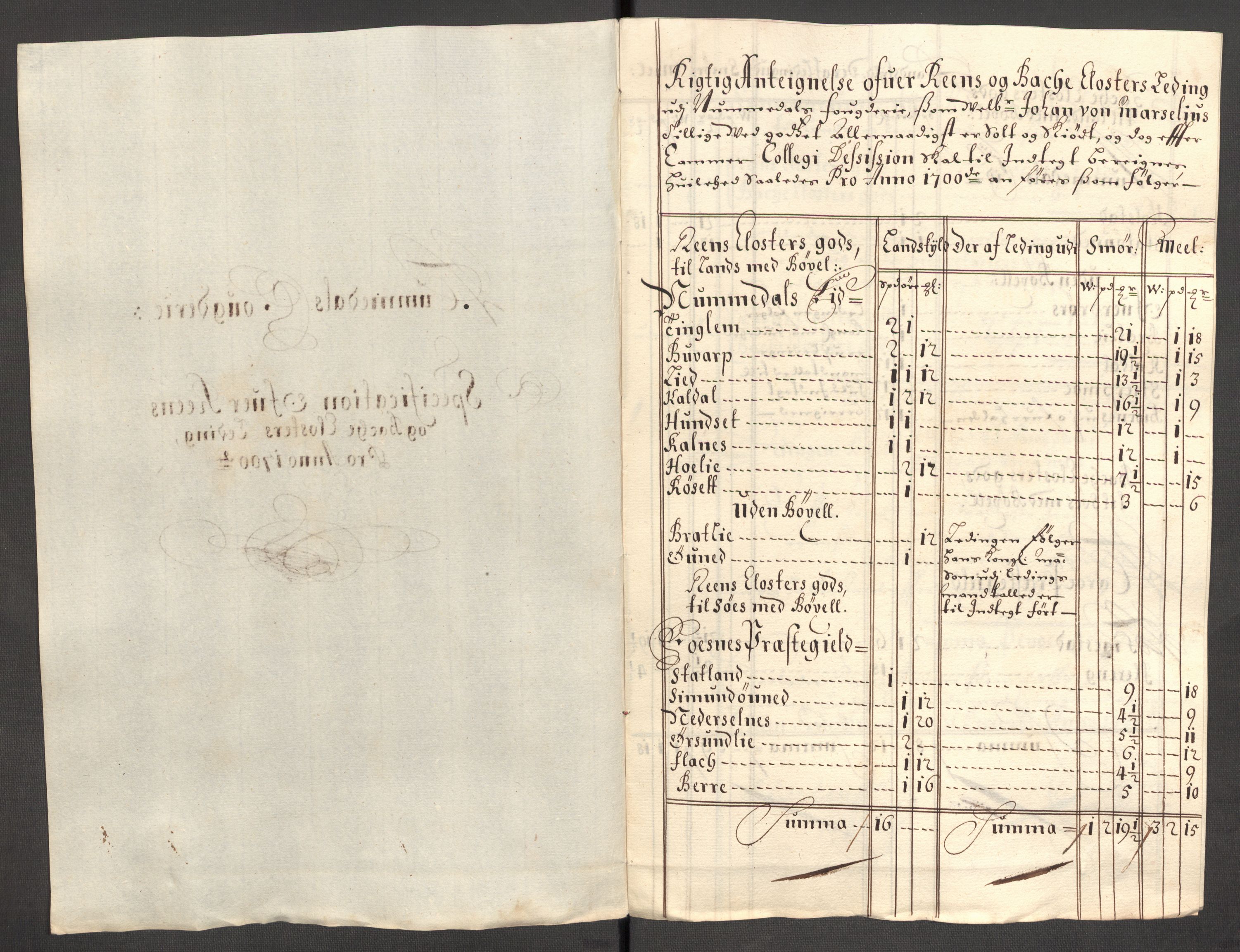 Rentekammeret inntil 1814, Reviderte regnskaper, Fogderegnskap, RA/EA-4092/R64/L4426: Fogderegnskap Namdal, 1699-1700, p. 310