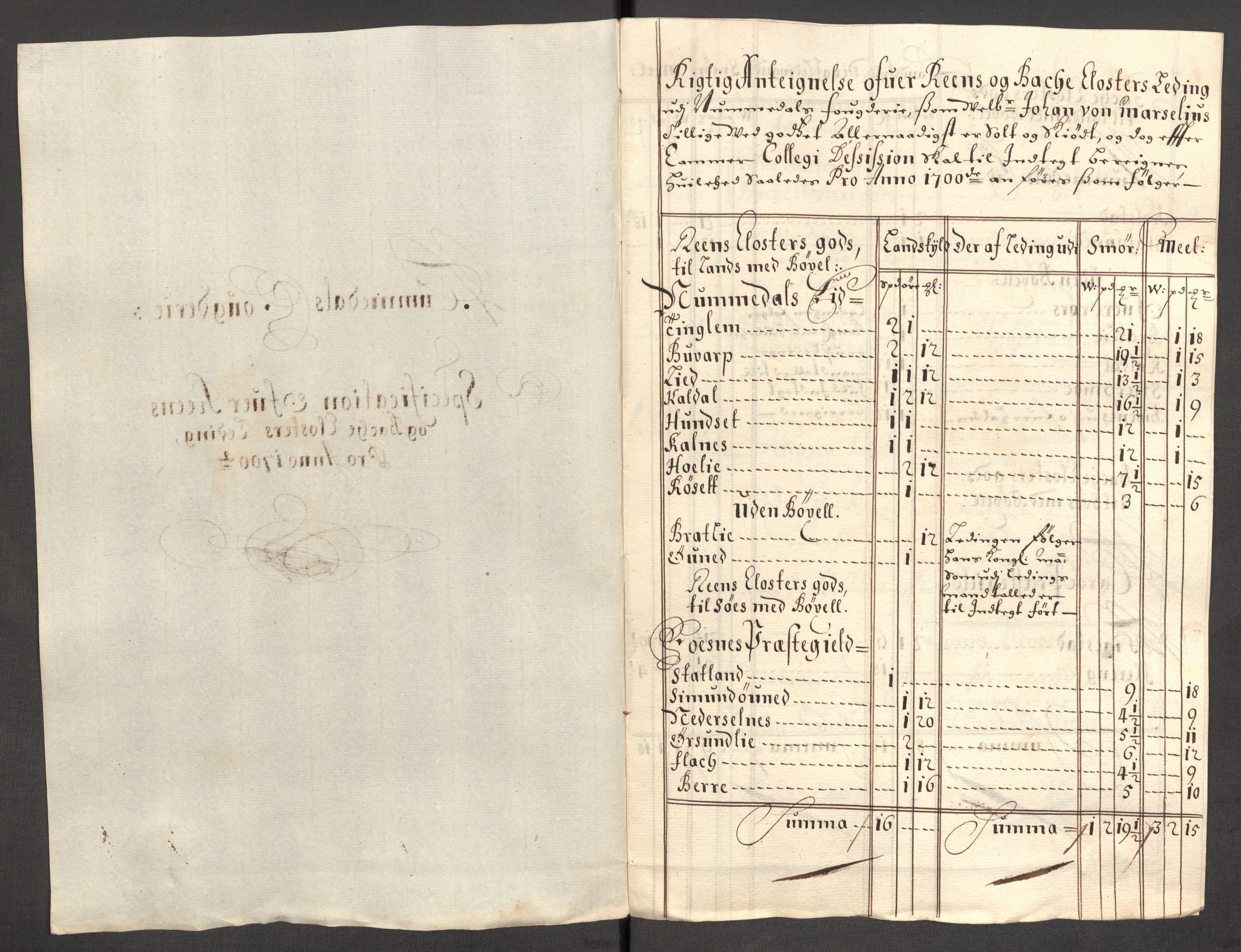 Rentekammeret inntil 1814, Reviderte regnskaper, Fogderegnskap, AV/RA-EA-4092/R64/L4426: Fogderegnskap Namdal, 1699-1700, p. 310