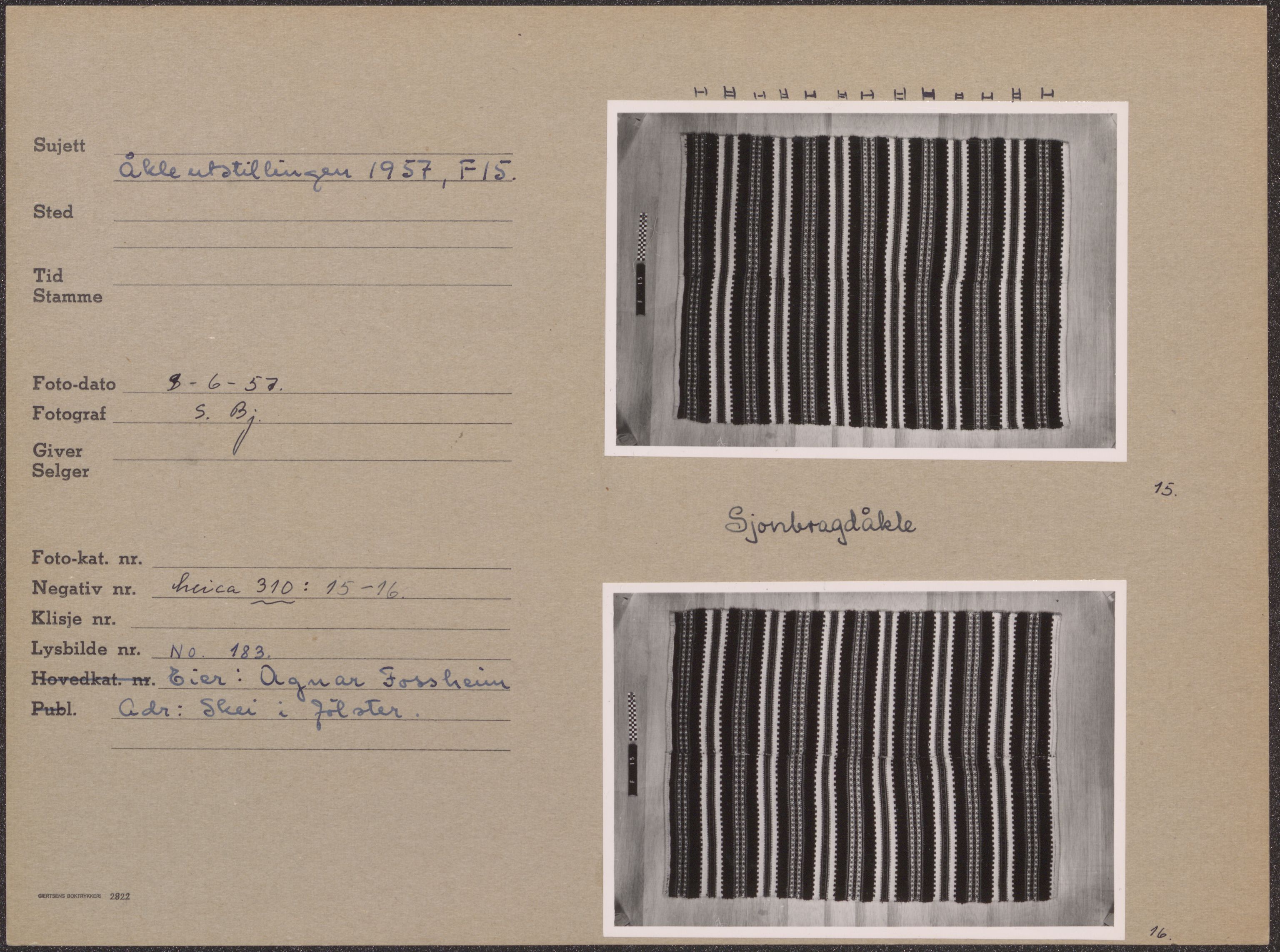 Åkleprosjektet 1957, UMB/A008/F/Fa/L0001/0002: Registreringskort Smettåkle A-H / Smettåkler F-G, 1957