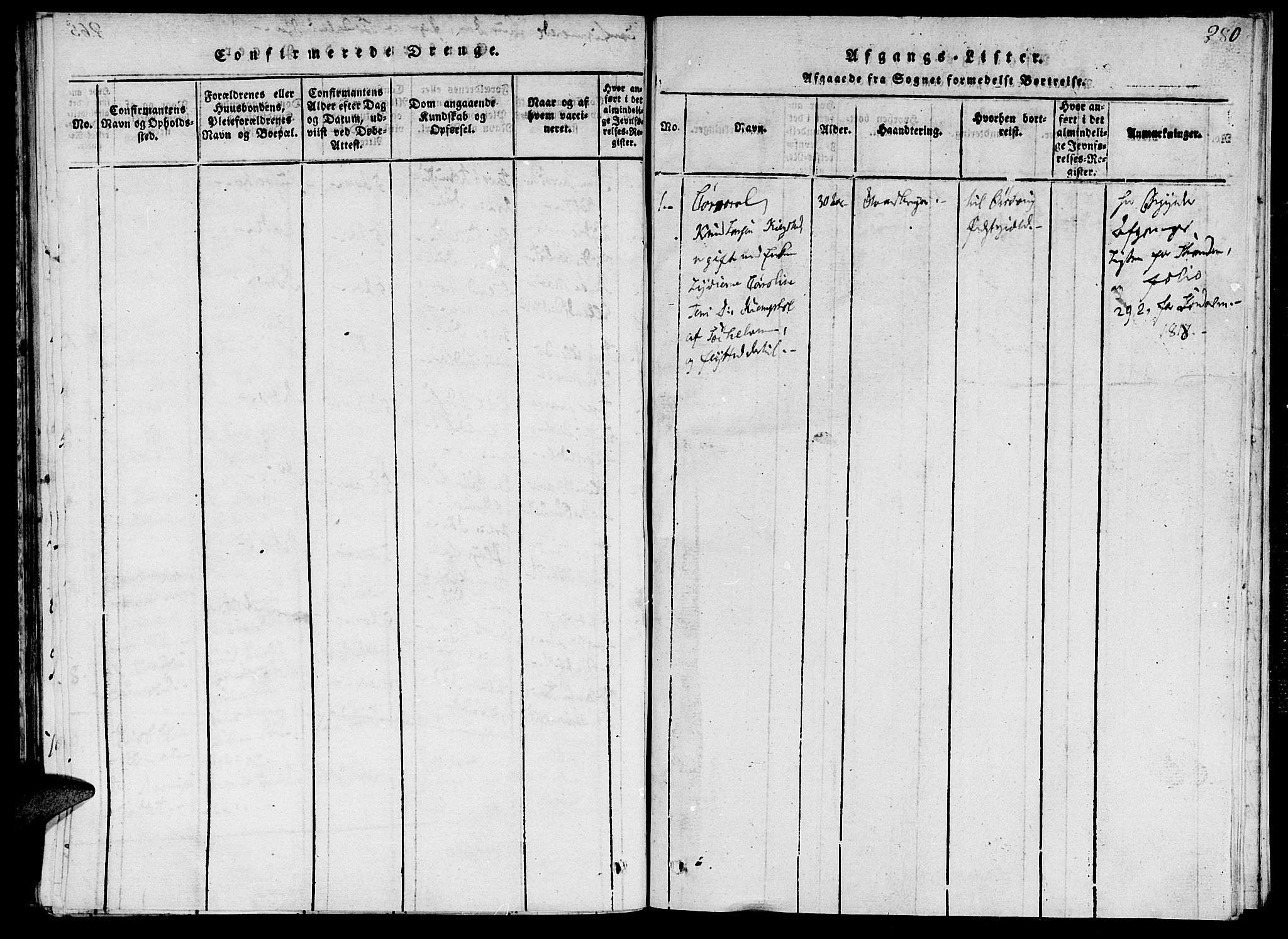 Ministerialprotokoller, klokkerbøker og fødselsregistre - Møre og Romsdal, SAT/A-1454/520/L0273: Parish register (official) no. 520A03, 1817-1826, p. 280