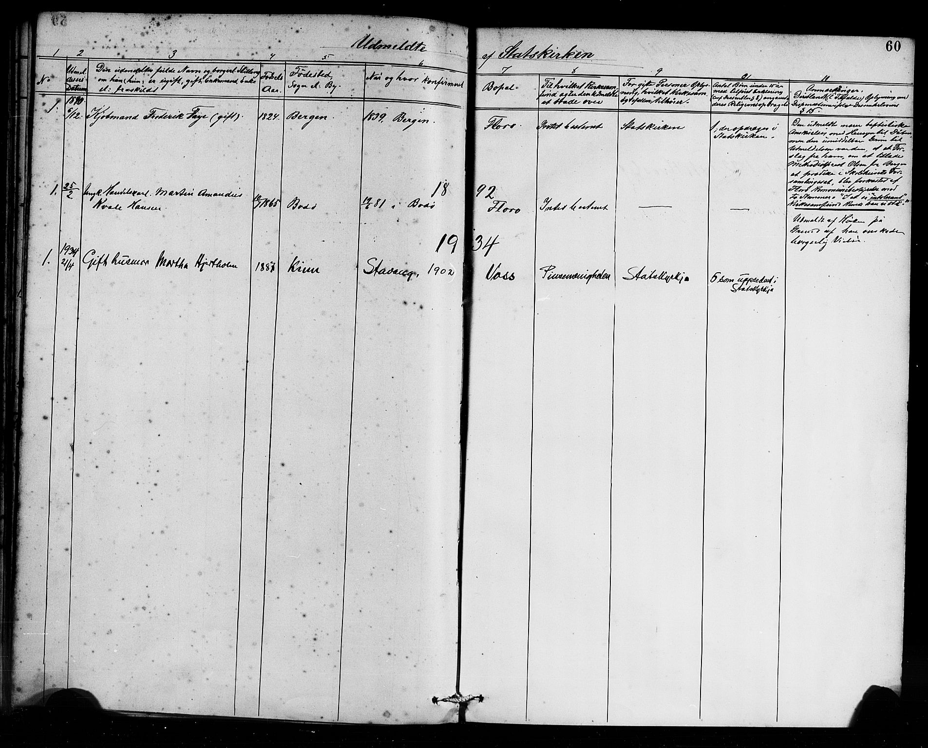 Kinn sokneprestembete, AV/SAB-A-80801/H/Haa/Haac/L0001: Parish register (official) no. C 1, 1883-1894, p. 60