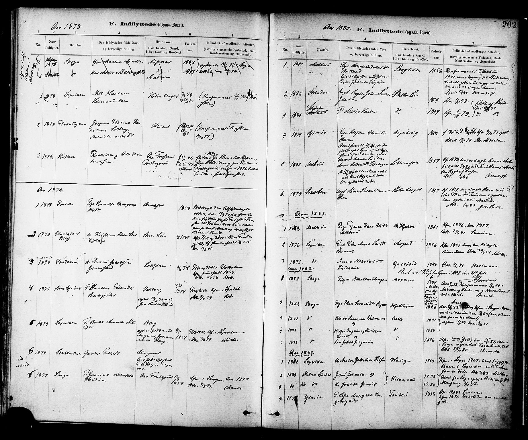 Ministerialprotokoller, klokkerbøker og fødselsregistre - Nord-Trøndelag, SAT/A-1458/713/L0120: Parish register (official) no. 713A09, 1878-1887, p. 202