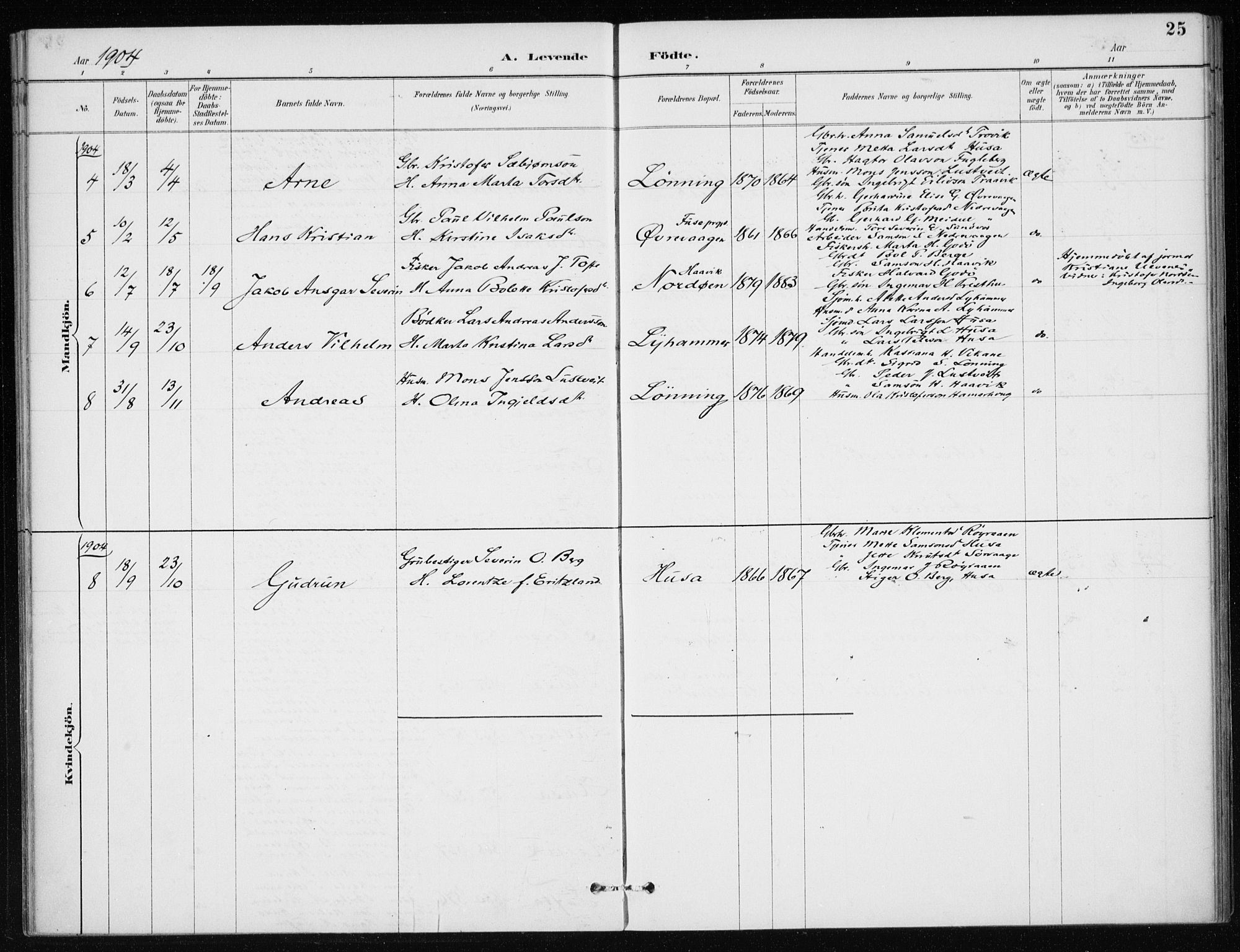 Kvinnherad sokneprestembete, AV/SAB-A-76401/H/Haa: Parish register (official) no. E 1, 1887-1912, p. 25