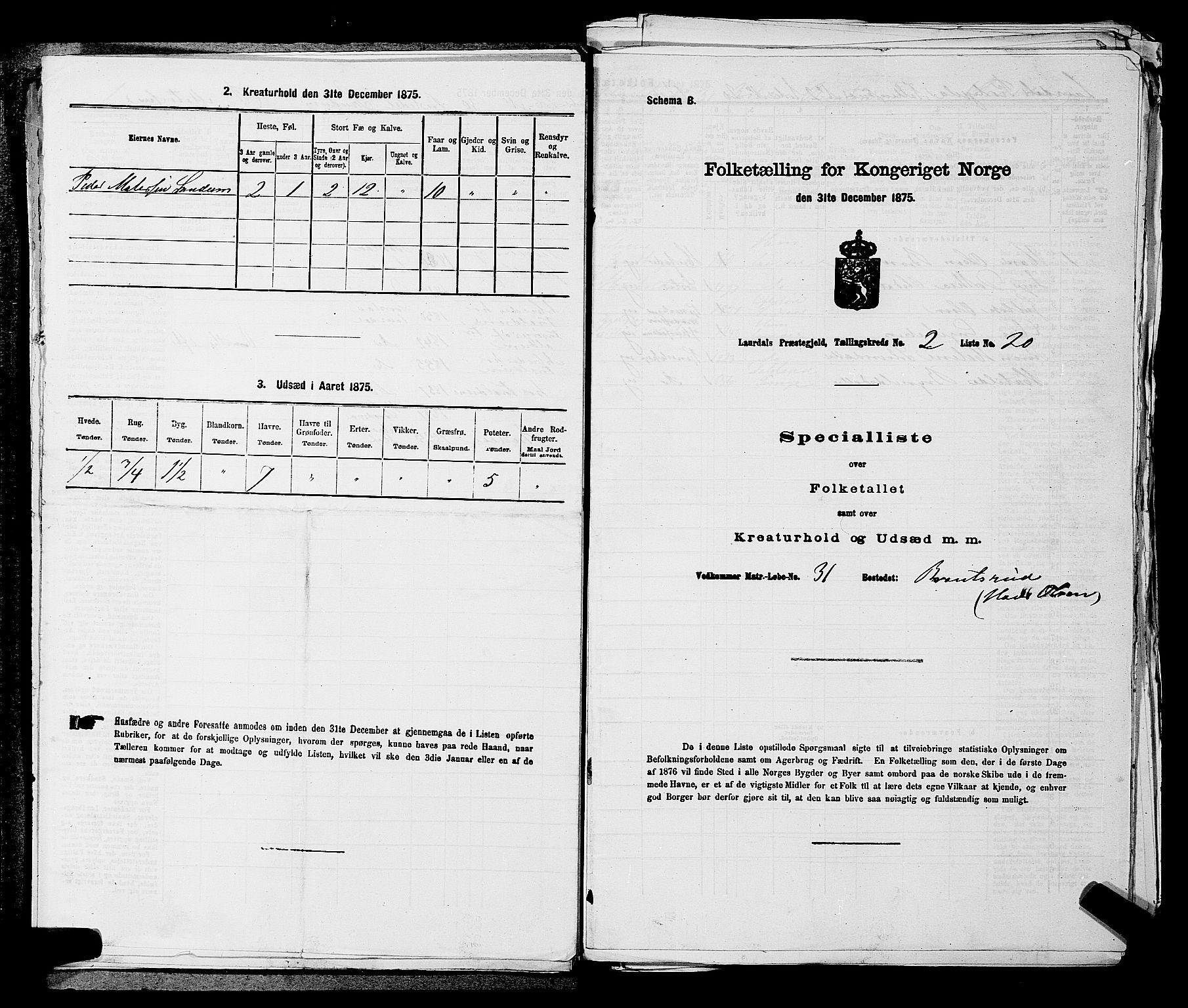 SAKO, 1875 census for 0728P Lardal, 1875, p. 236