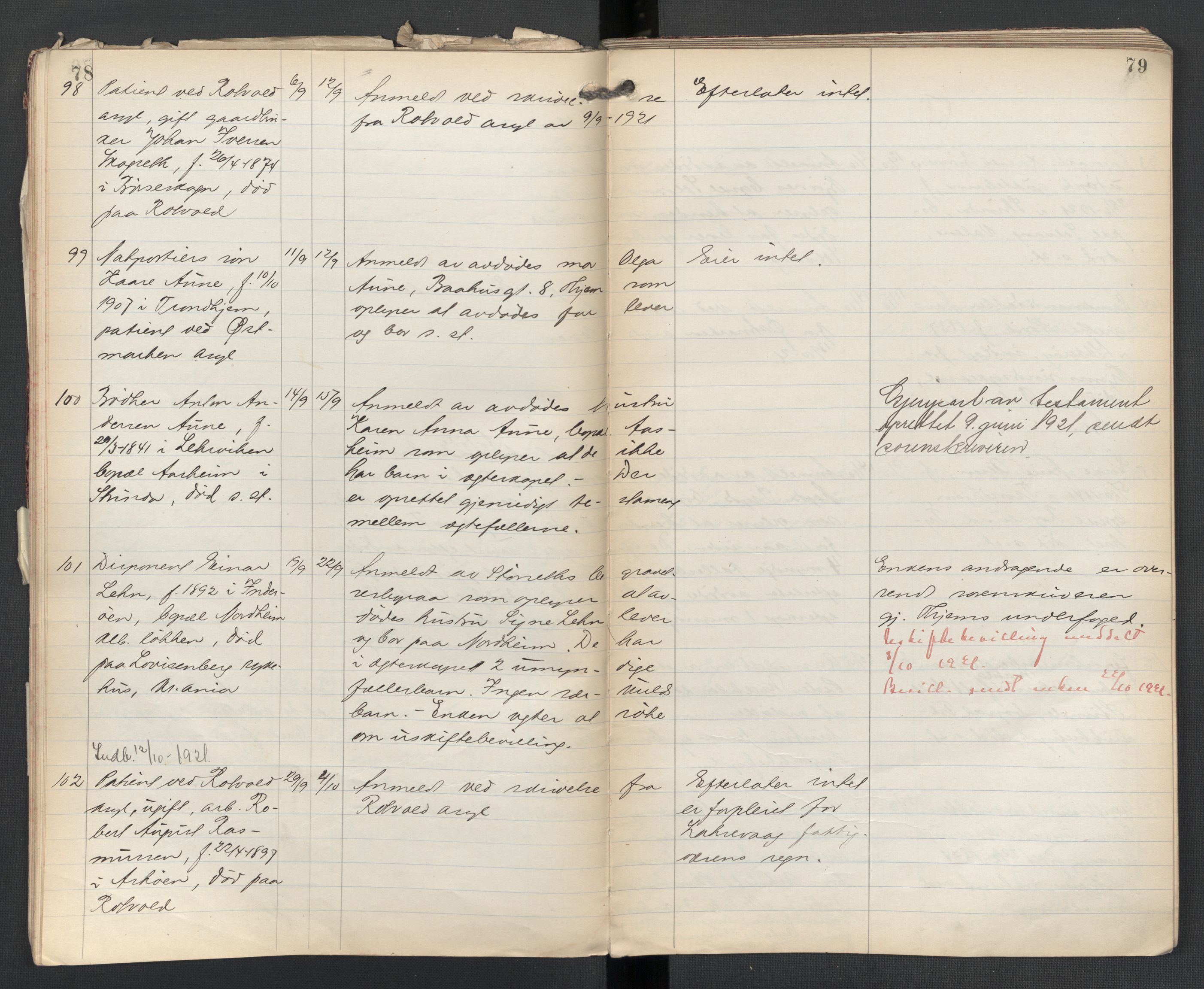 Strinda lensmannskontor, AV/SAT-A-1083/1/02/L0004: 2.01.04 Dødsfallsprotokoll, 1920-1925, p. 78-79