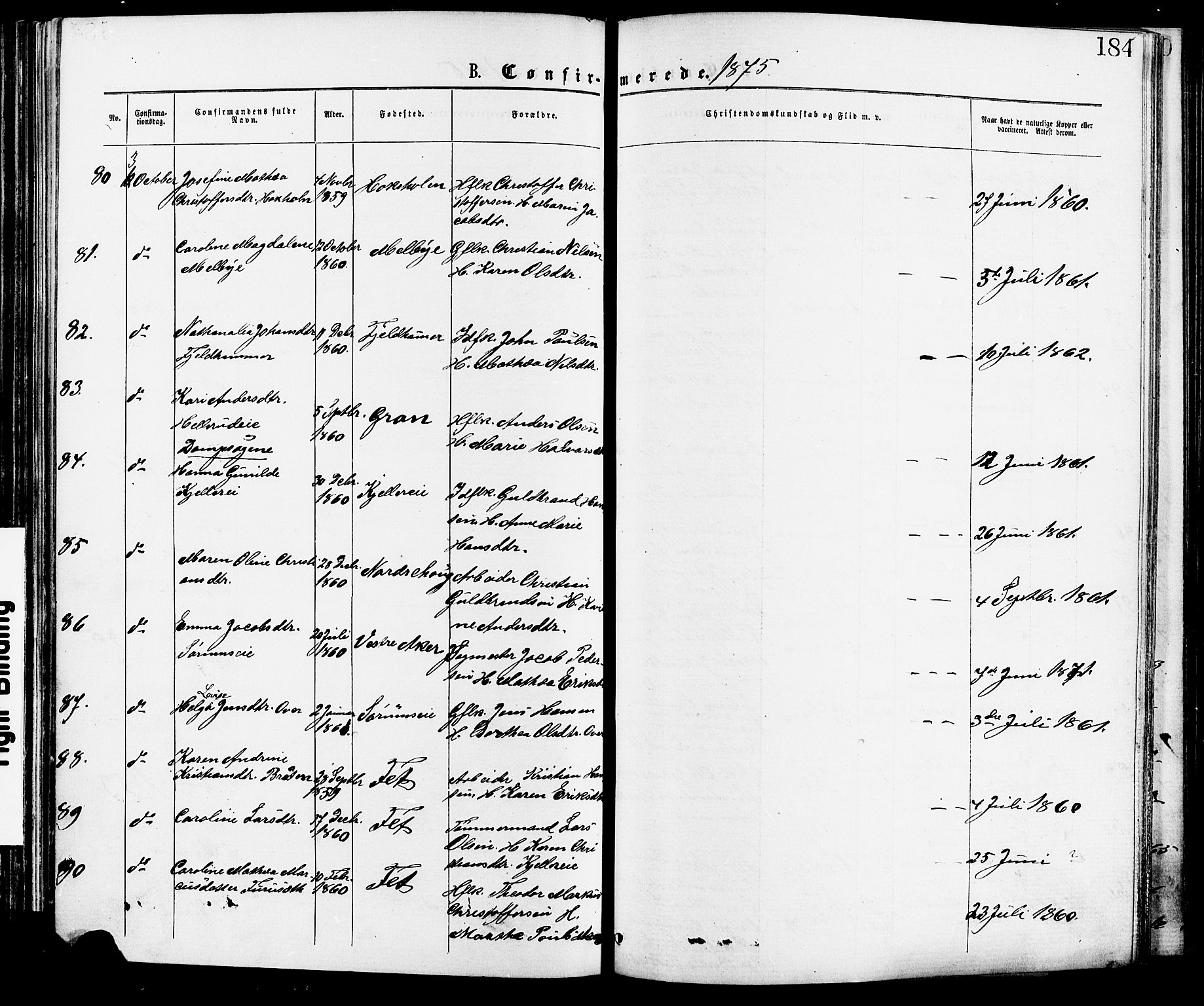 Skedsmo prestekontor Kirkebøker, AV/SAO-A-10033a/F/Fa/L0012: Parish register (official) no. I 12, 1876-1883, p. 184