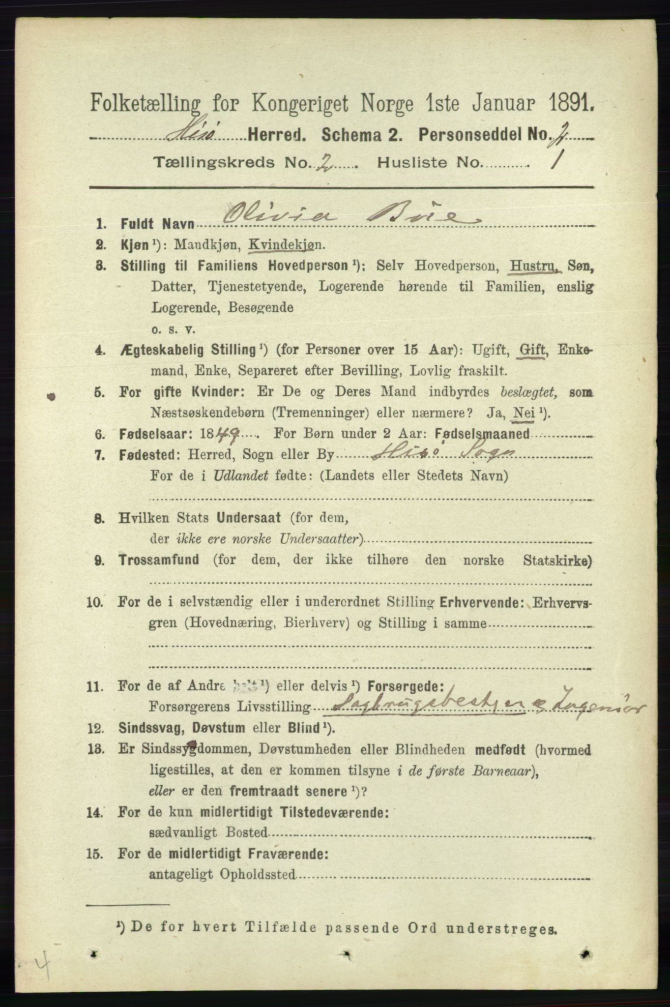 RA, 1891 census for 0922 Hisøy, 1891, p. 893