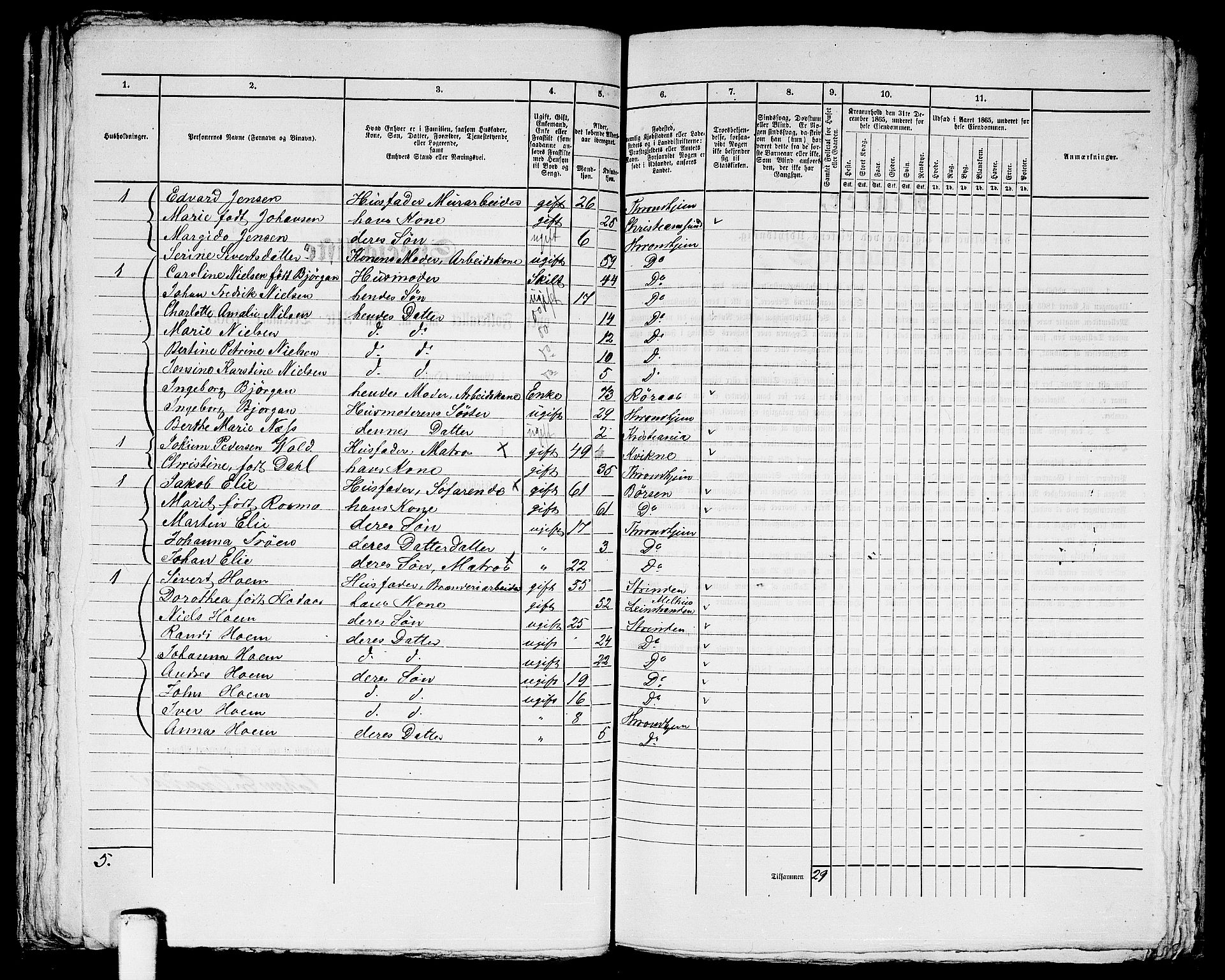 RA, 1865 census for Trondheim, 1865, p. 2376