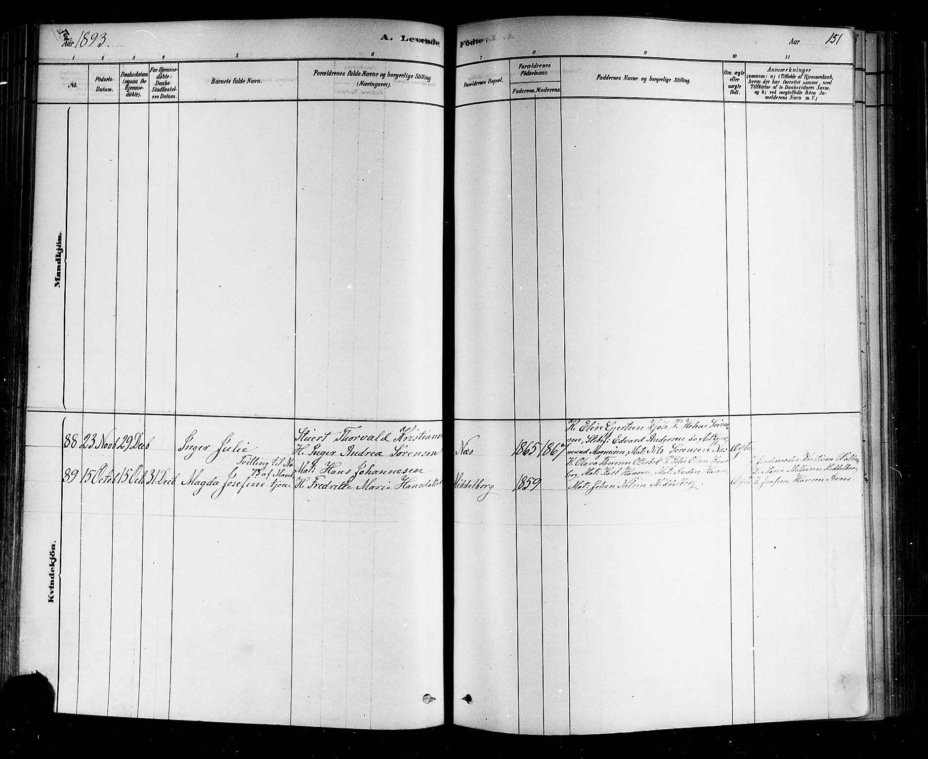 Nøtterøy kirkebøker, AV/SAKO-A-354/F/Fa/L0008: Parish register (official) no. I 8, 1878-1893, p. 151