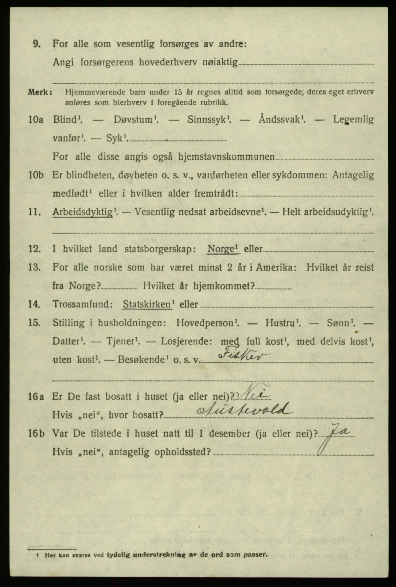 SAB, 1920 census for Hosanger, 1920, p. 1896