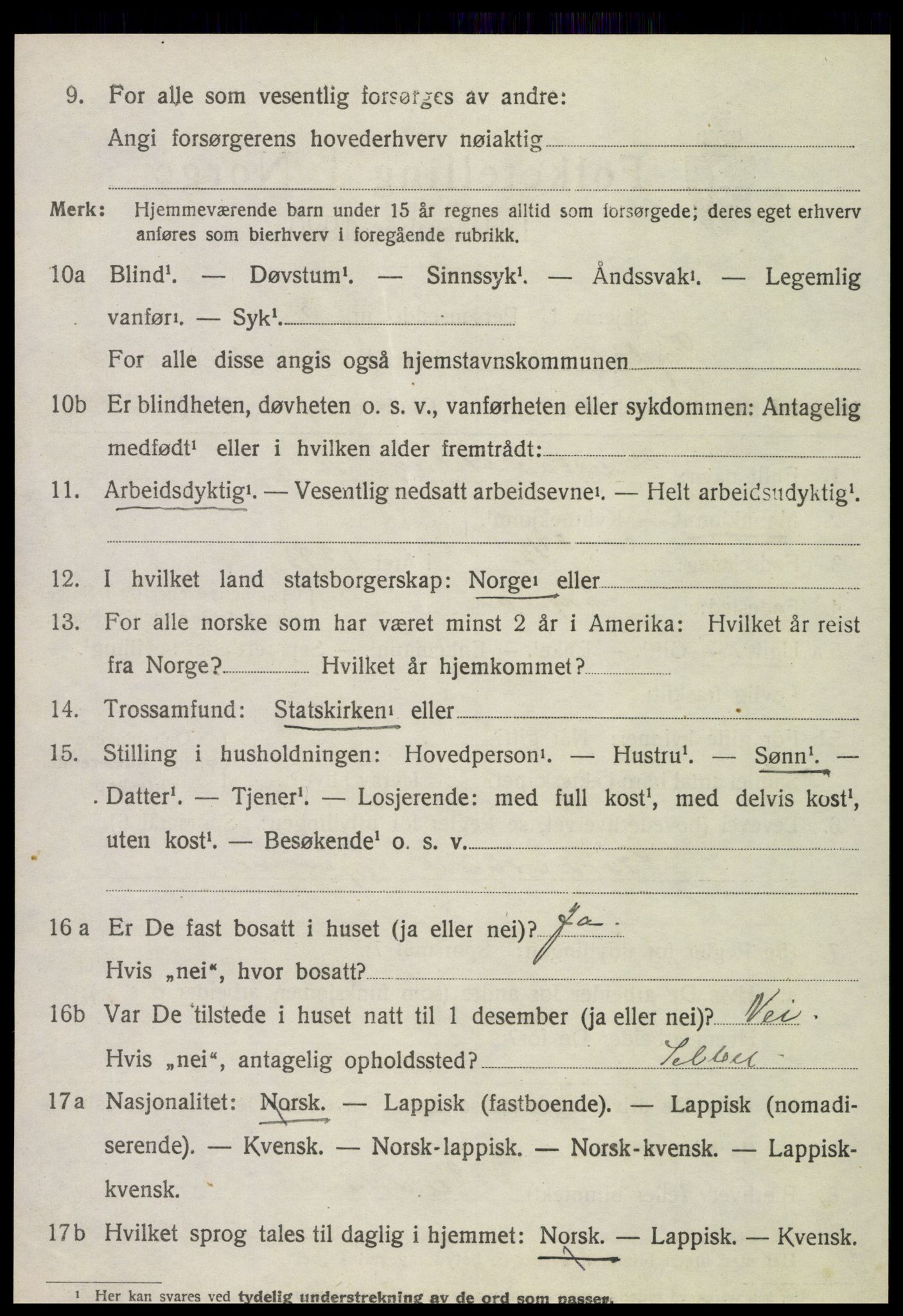 SAT, 1920 census for Tydal, 1920, p. 888