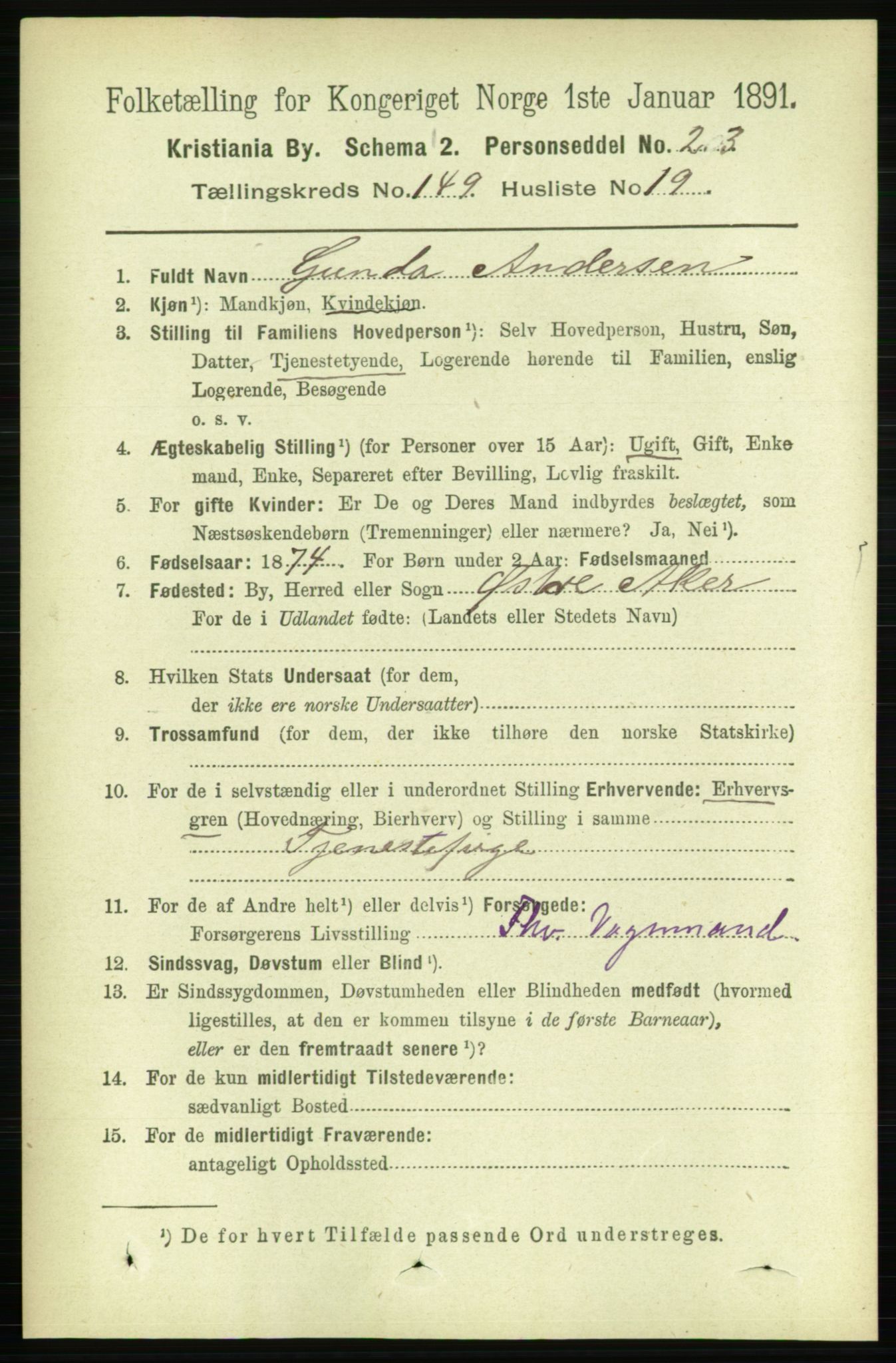 RA, 1891 census for 0301 Kristiania, 1891, p. 83544