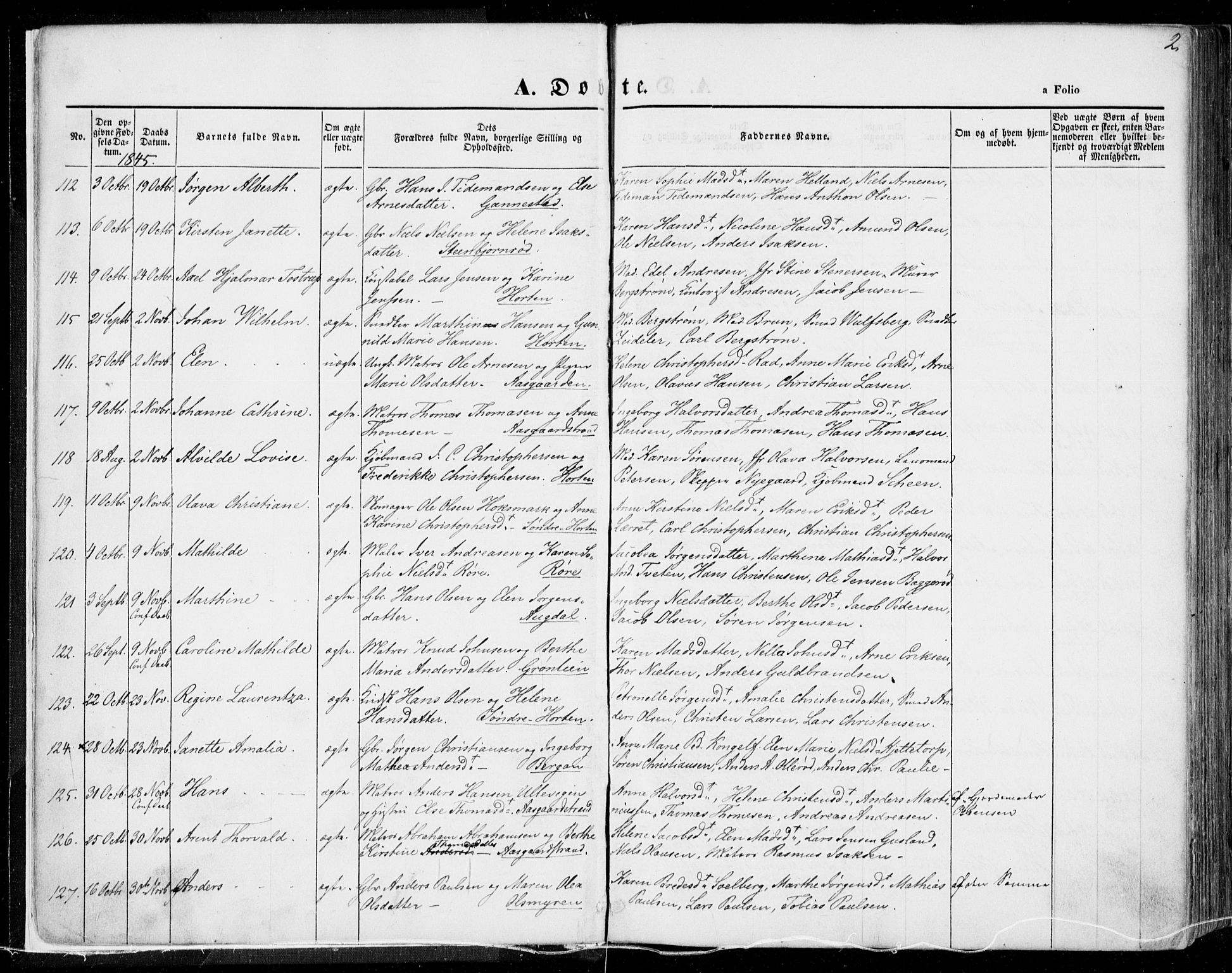 Borre kirkebøker, AV/SAKO-A-338/F/Fa/L0005: Parish register (official) no. I 5, 1845-1851, p. 2