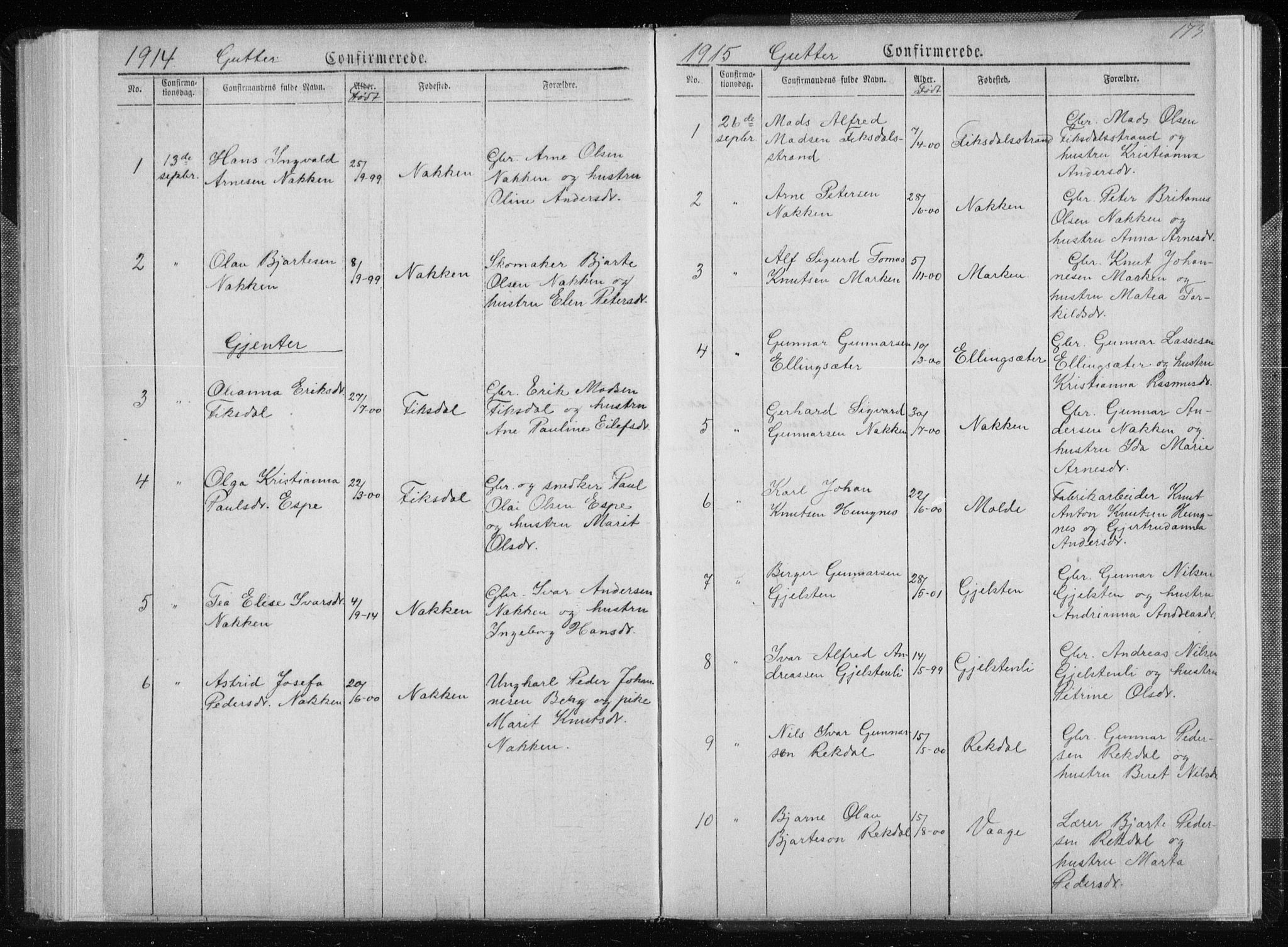 Ministerialprotokoller, klokkerbøker og fødselsregistre - Møre og Romsdal, AV/SAT-A-1454/540/L0541: Parish register (copy) no. 540C01, 1867-1920, p. 173