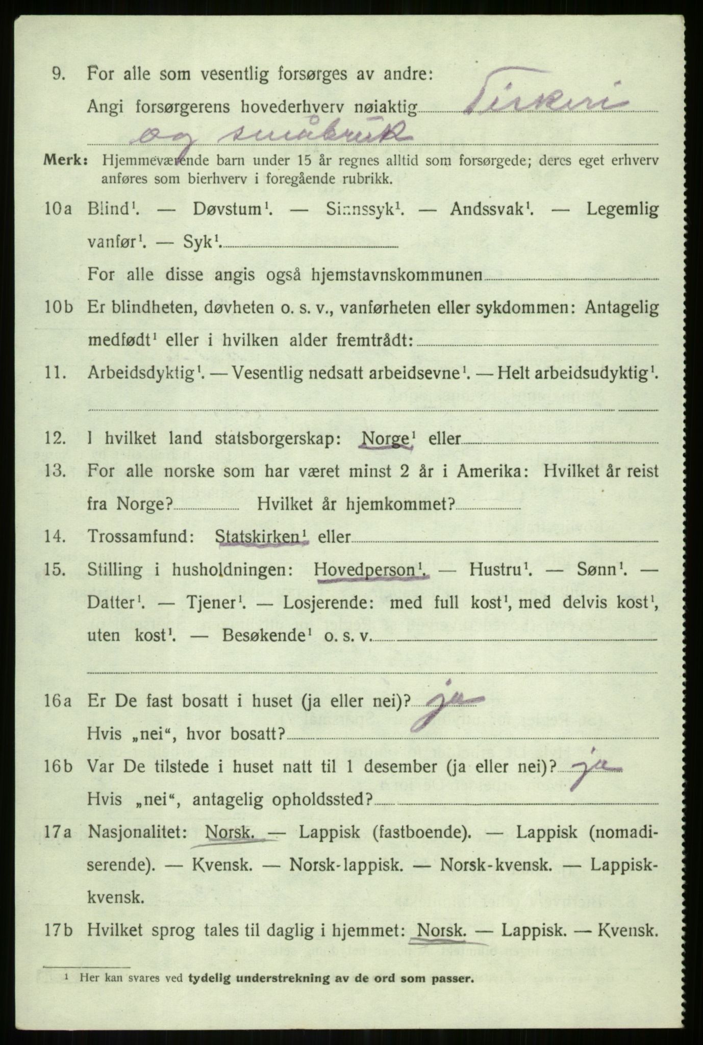 SATØ, 1920 census for Tranøy, 1920, p. 1566