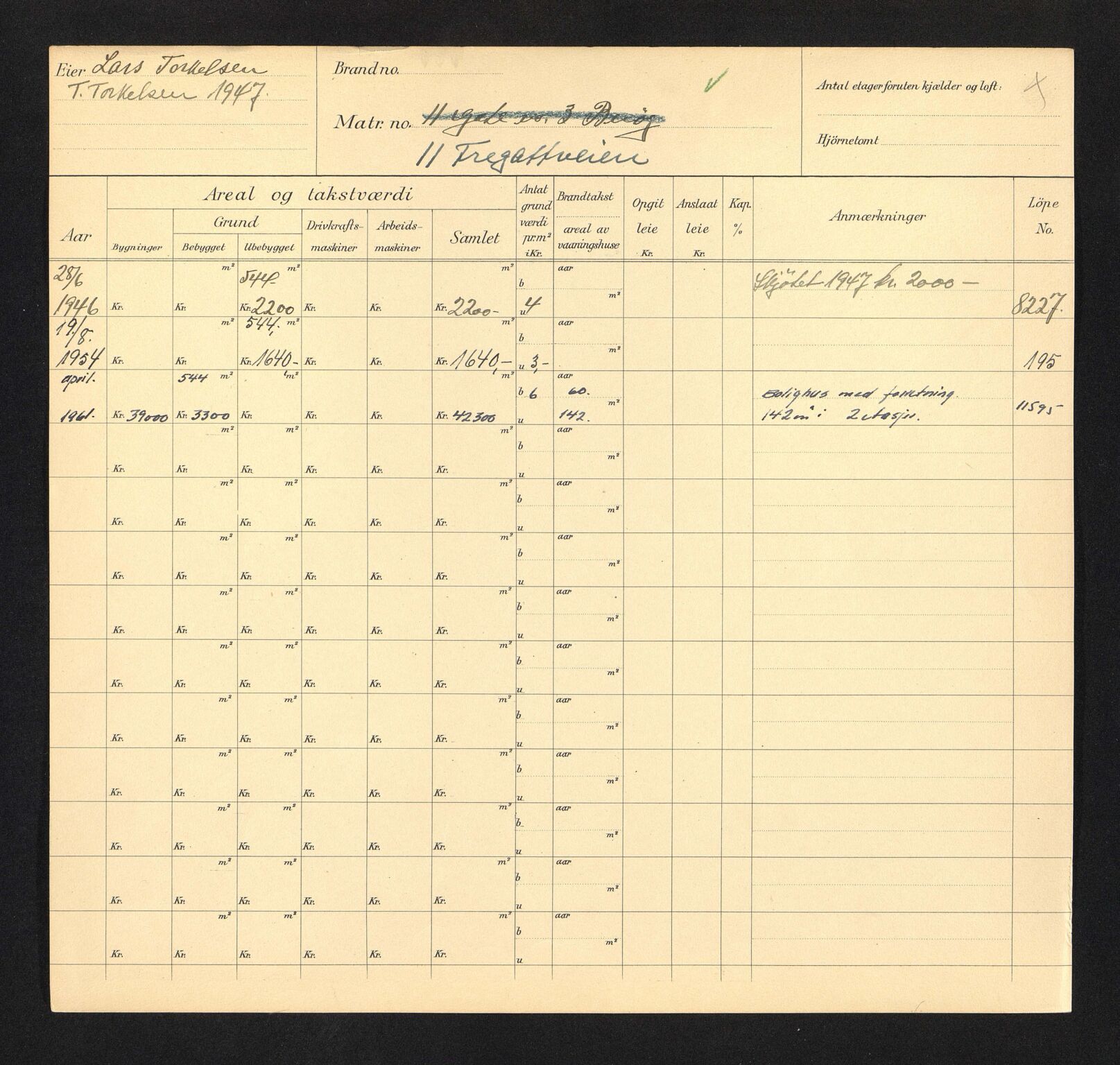 Stavanger kommune. Skattetakstvesenet, BYST/A-0440/F/Fa/Faa/L0014/0004: Skattetakstkort / Fregattveien 7 - 26a