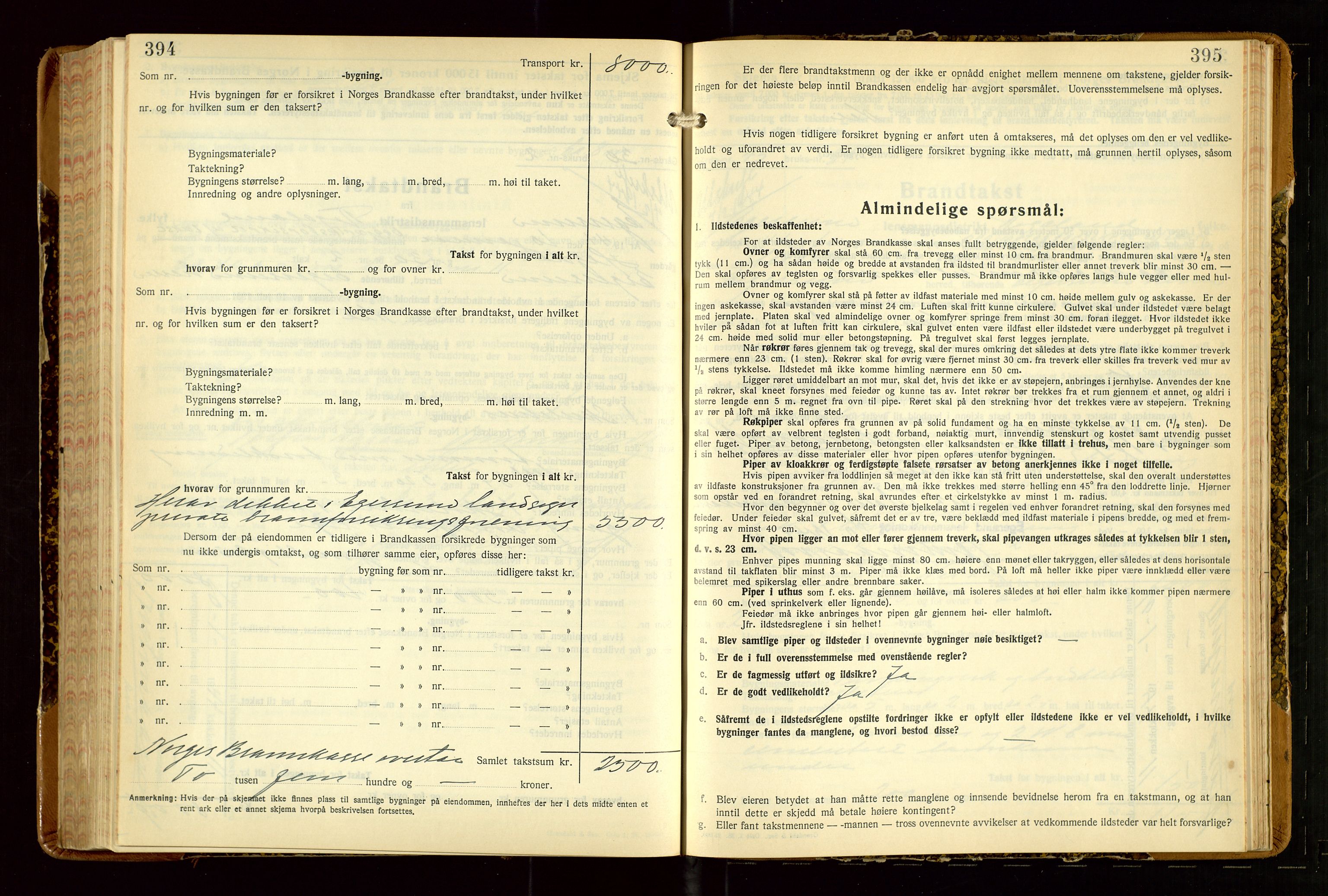 Eigersund lensmannskontor, AV/SAST-A-100171/Gob/L0007: "Brandtakstprotokoll", 1938-1955, p. 394-395