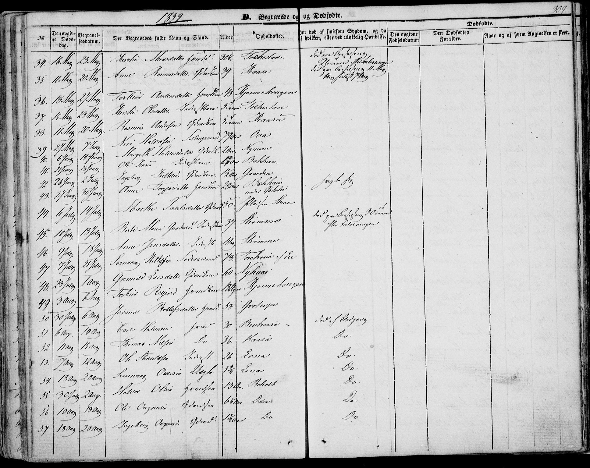 Bø kirkebøker, AV/SAKO-A-257/F/Fa/L0008: Parish register (official) no. 8, 1849-1861, p. 309