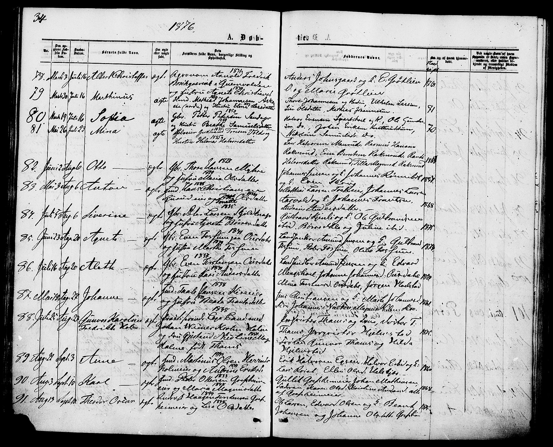 Nes prestekontor, Hedmark, AV/SAH-PREST-020/K/Ka/L0005: Parish register (official) no. 5, 1872-1886, p. 34