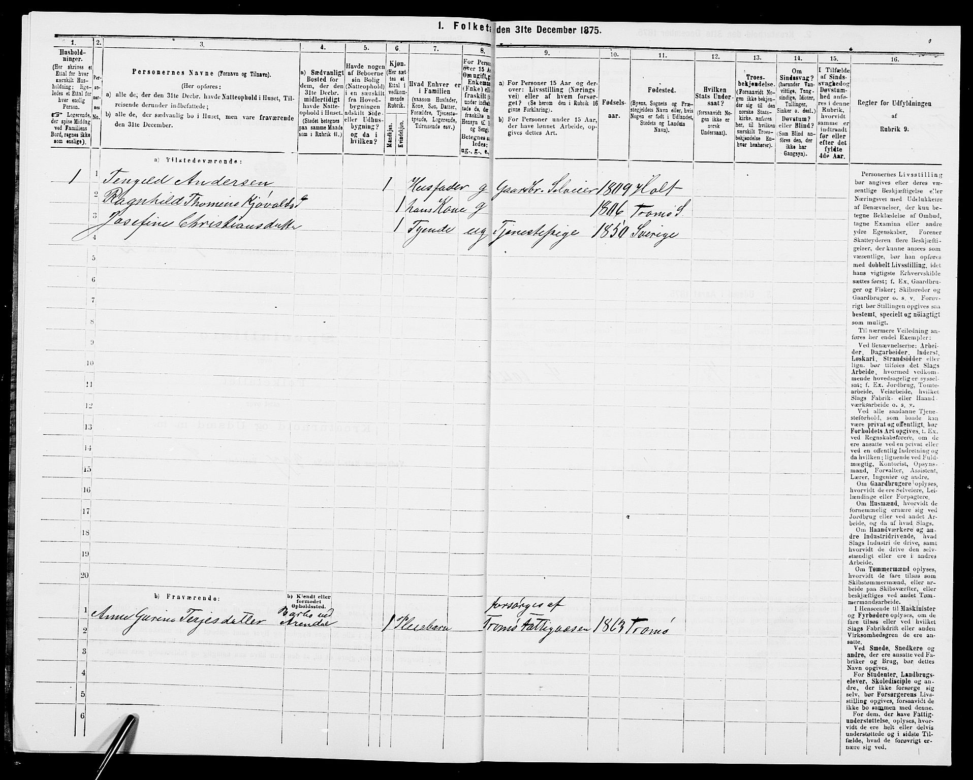 SAK, 1875 census for 0918P Austre Moland, 1875, p. 2476